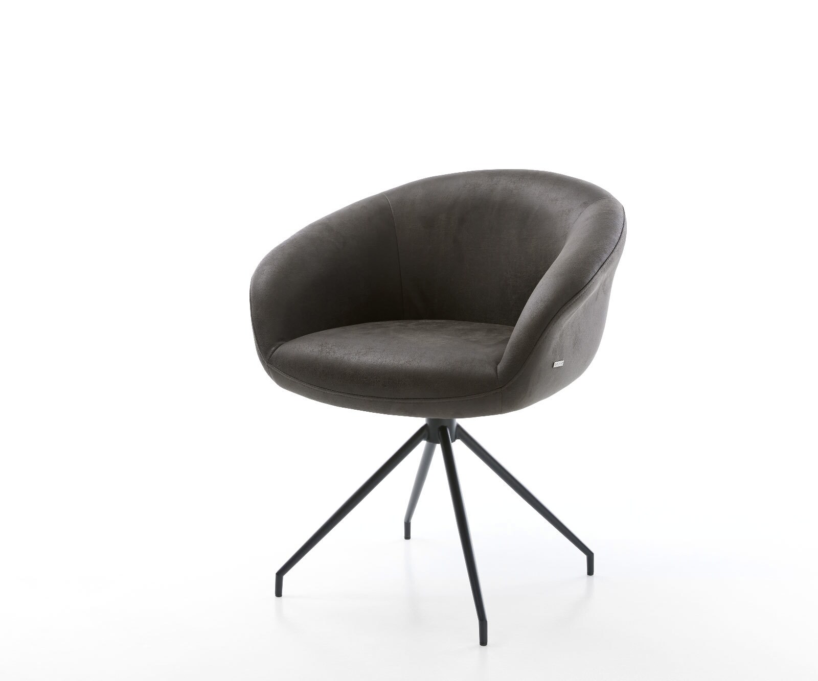 Draaistoel Vinka-Flex met armleuning microvelours antraciet vintage kruisframe conisch zwart 180° draaibaar pocketveer kern 1