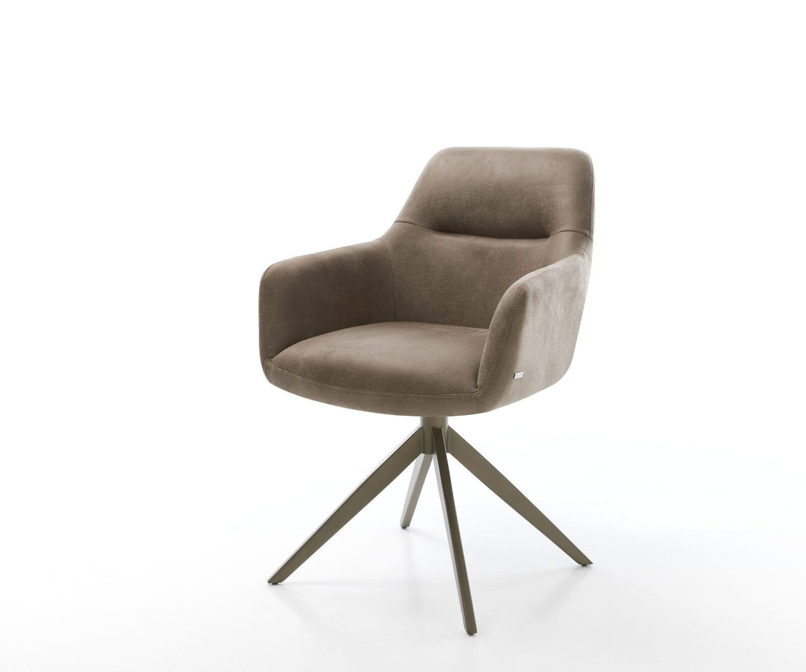 Draaistoel Pejo-Flex microvelours taupe vintage kruisframe breed afwerking met titanium 360° draaibaar pocketveer kern