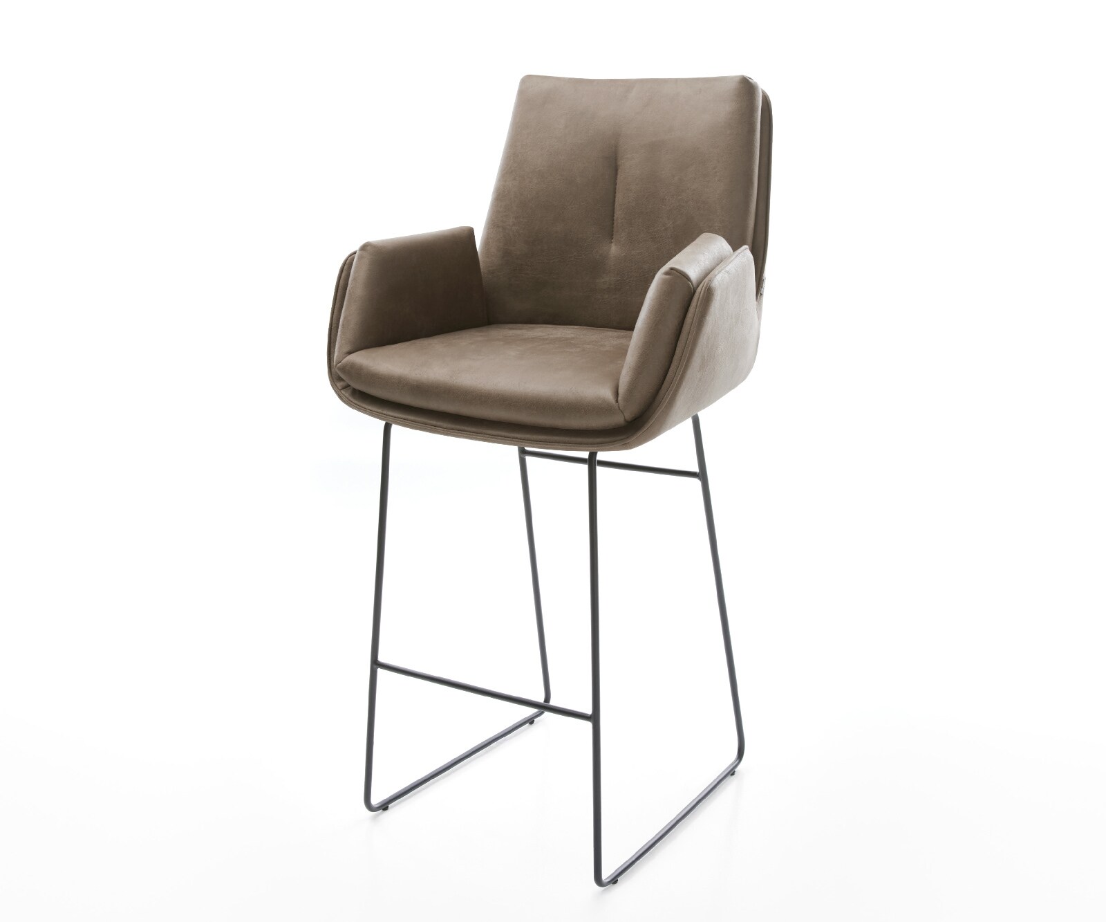 Barstoel Clea-Flex Microvezel Taupe Vintage Sledeonderstel metaal zwart Zwart 1