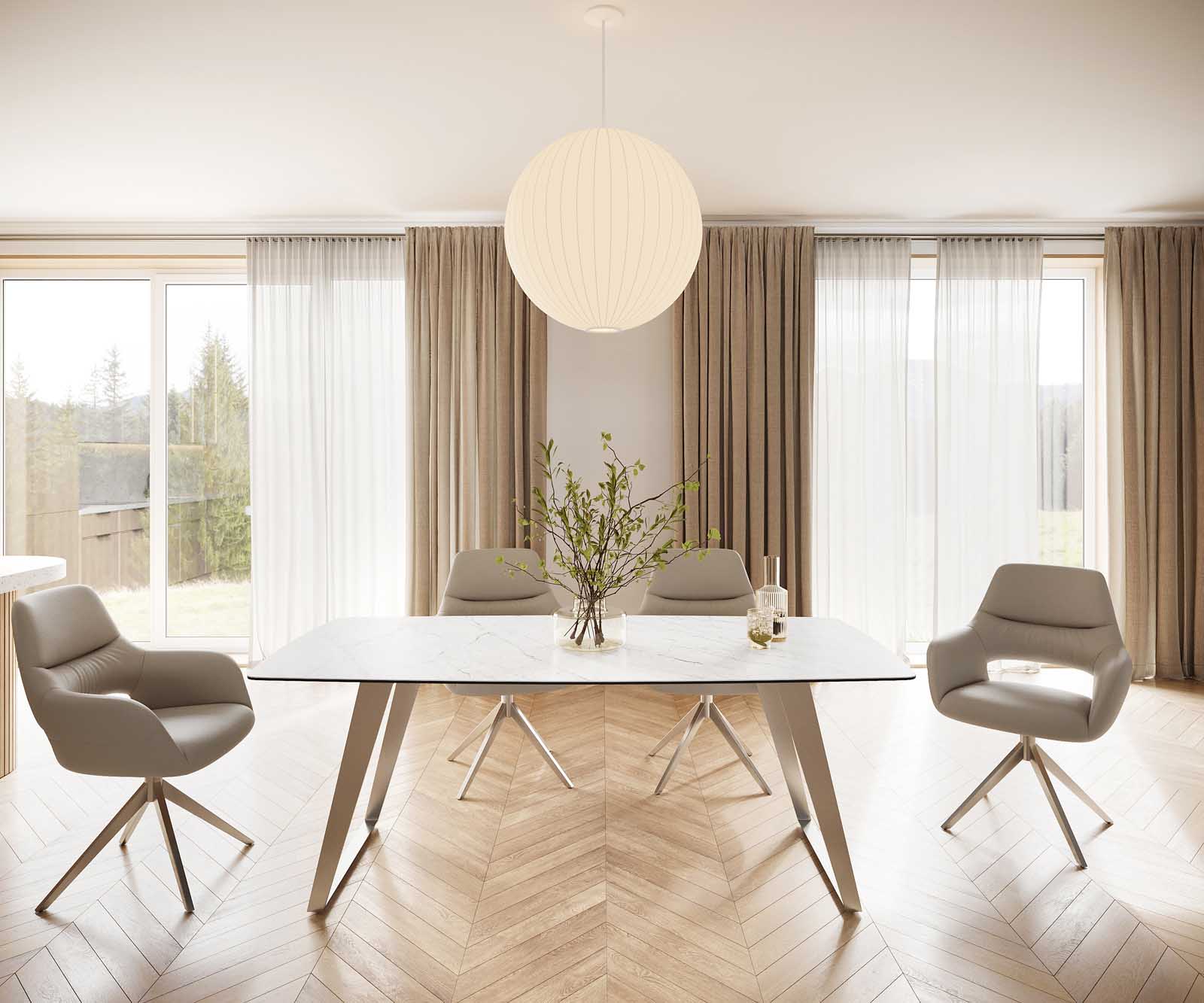 Eettafel Edge Bootsform 200x100 keramiek Laminam® Statuarietto wit roestvrij staal hoekig 2 Eettafel Edge Bootsform 200x100 keramiek Laminam® Statuarietto wit roestvrij staal hoekig 2