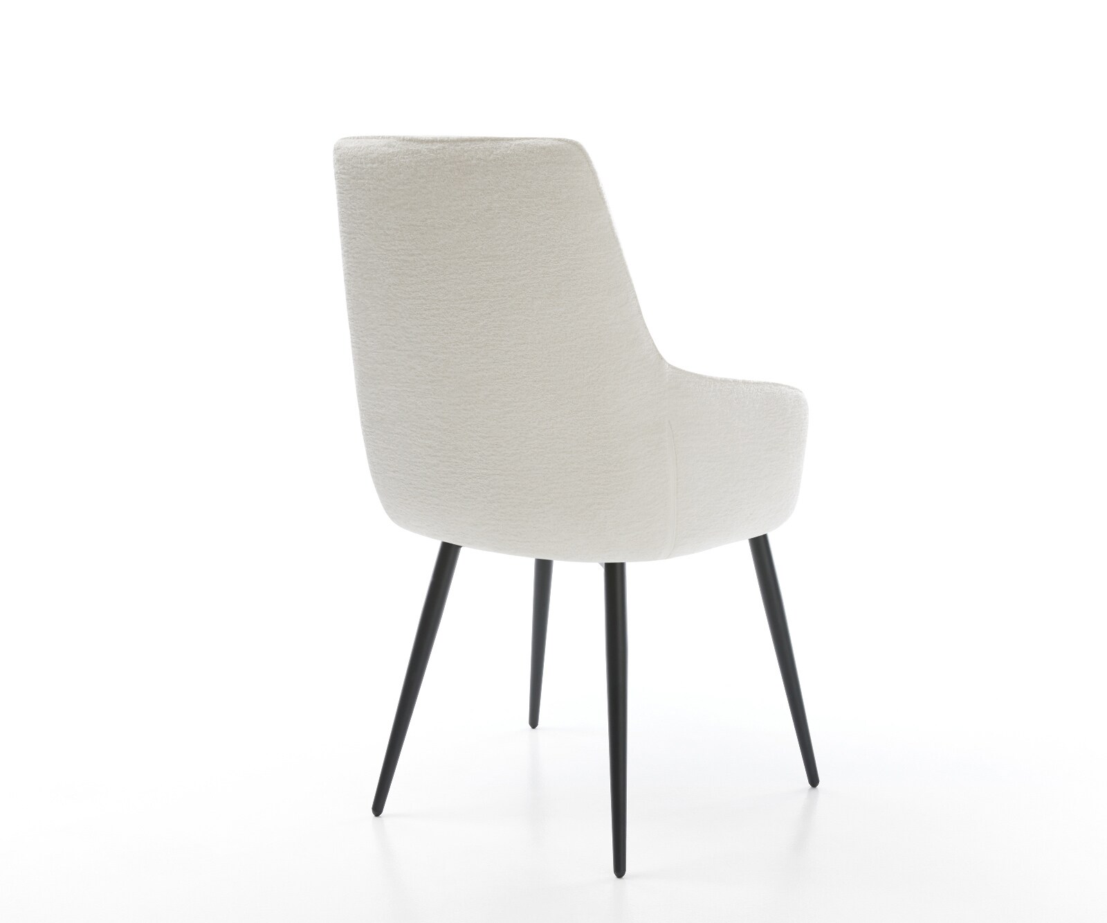 Eetkamerstoel Zelia-Flex met armleuning bouclé zacht beige 4-poot conisch zwart pocketveer kern 5