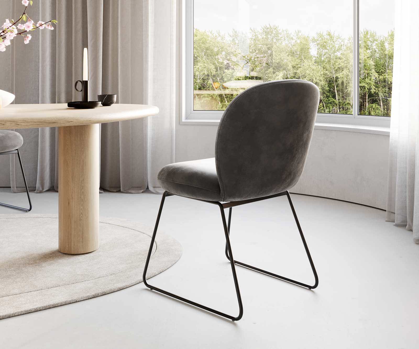 Eetkamerstoel Nube-Flex microvelours antraciet vintage slipframe zwart pocketveer kern 4 Eetkamerstoel Nube-Flex microvelours antraciet vintage slipframe zwart pocketveer kern 4