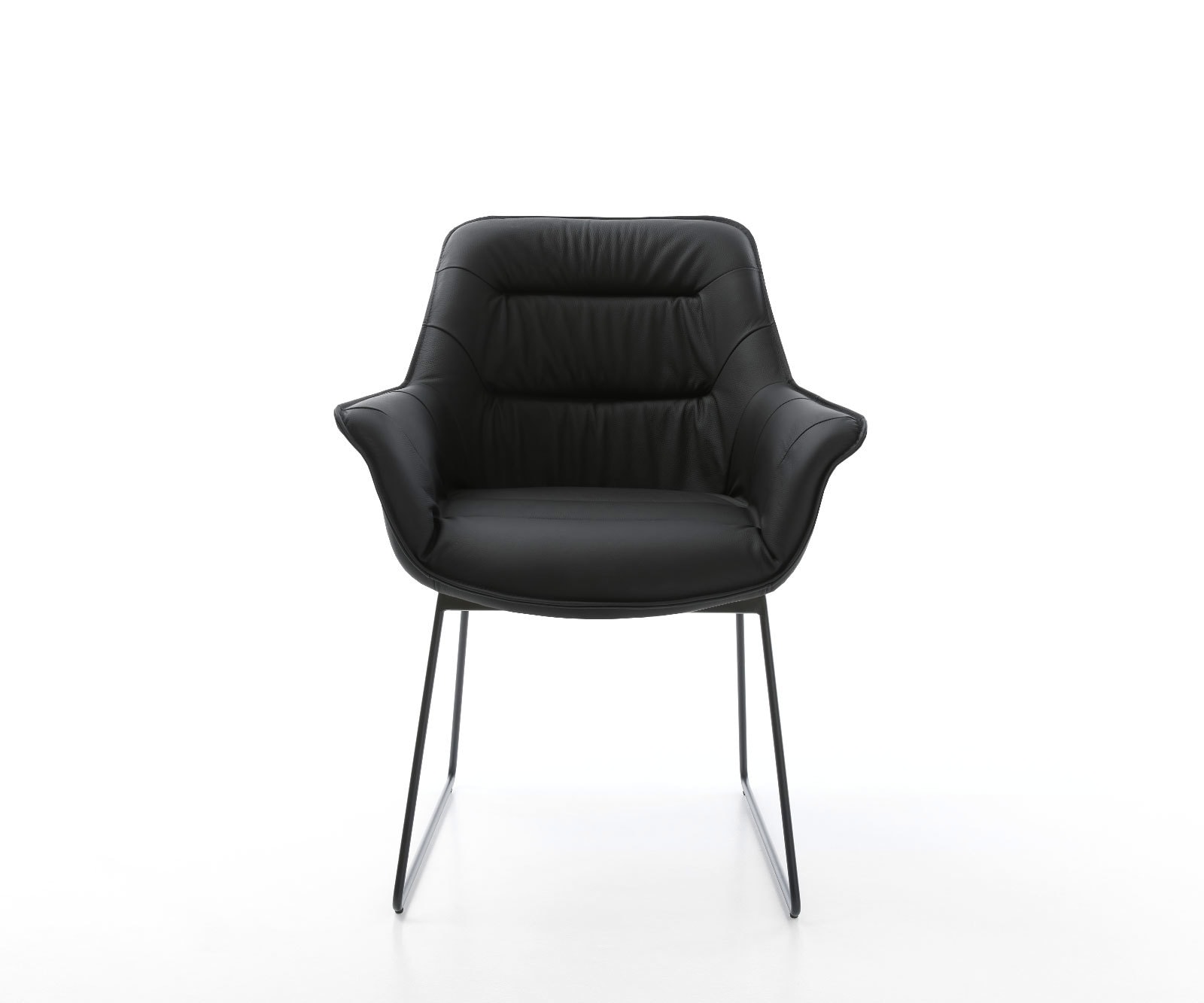 Eetkamerstoel Kaira-Flex echt leer zwart slipframe zwart 1 Eetkamerstoel Kaira-Flex echt leer zwart slipframe zwart 1