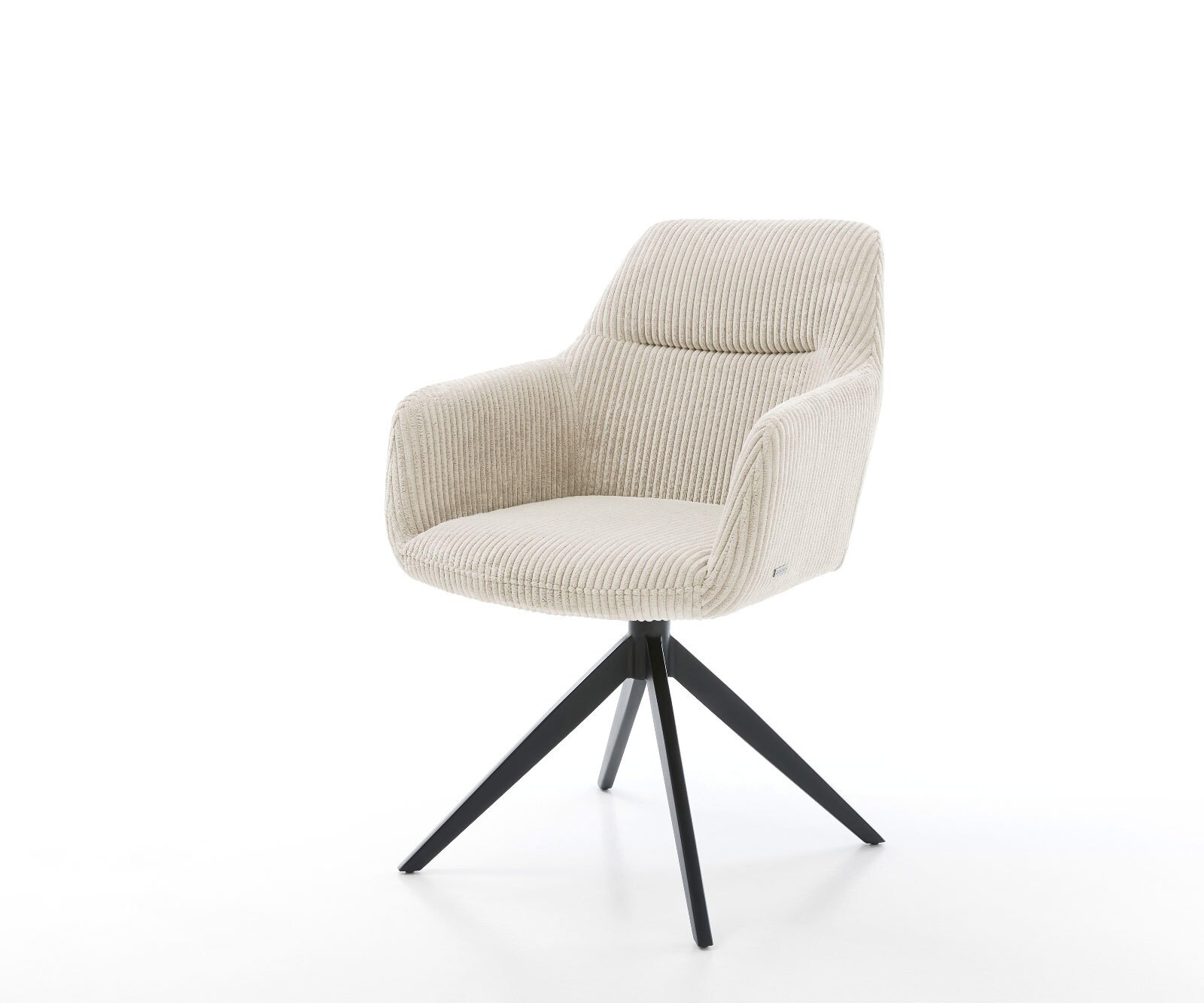 Draaistoel Pejo-Flex koord beige kruisframe breed zwart 360° draaibaar rocker-functie pocketveer kern