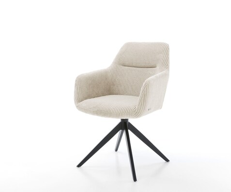 Draaistoel Pejo-Flex koord beige kruisframe breed zwart 360° draaibaar rocker-functie pocketveer kern
