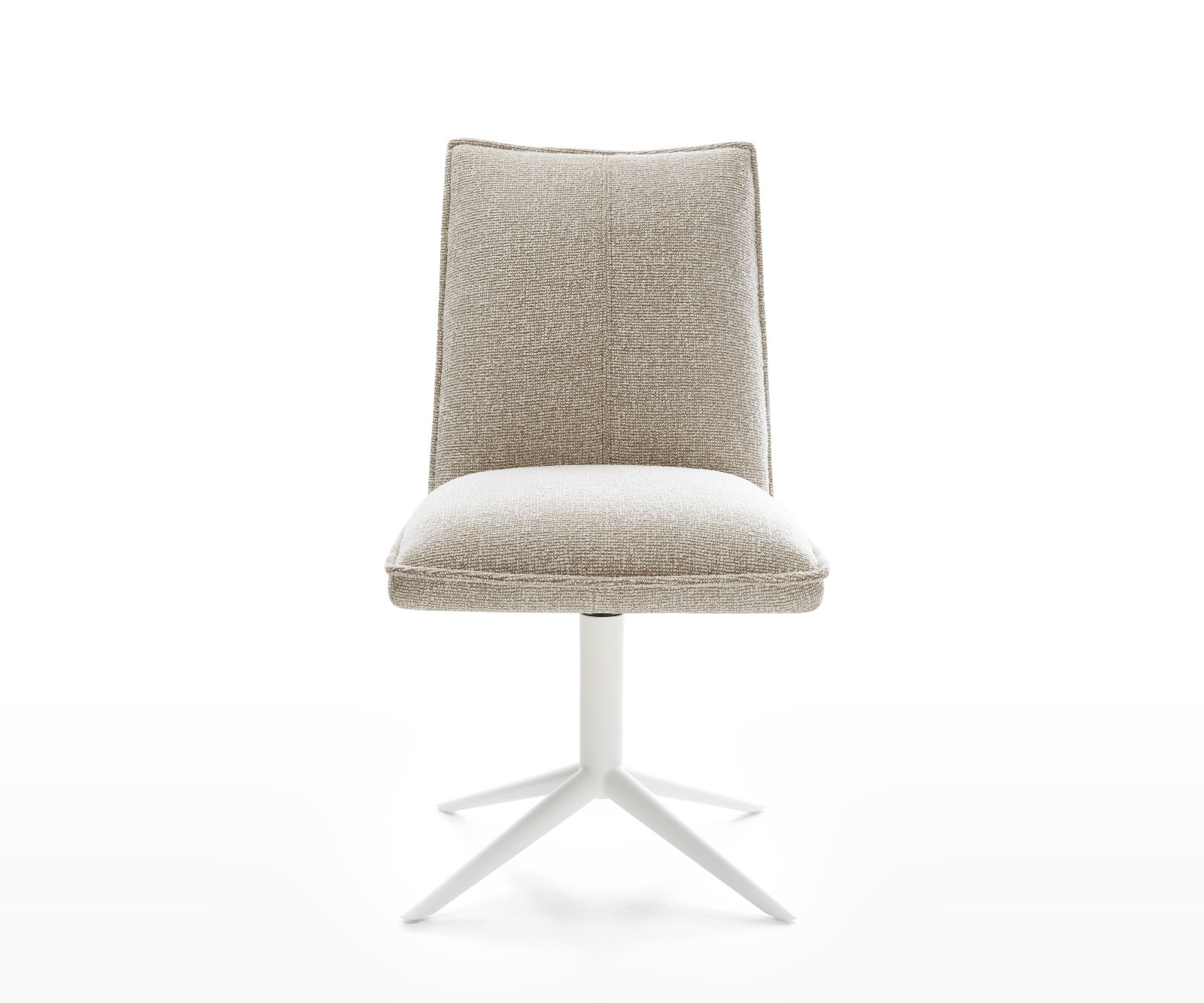 Draaistoel Lelio-Flex geweven stof beige kruispoot wit 360° draaibaar rocker-functie pocketveer kern 2