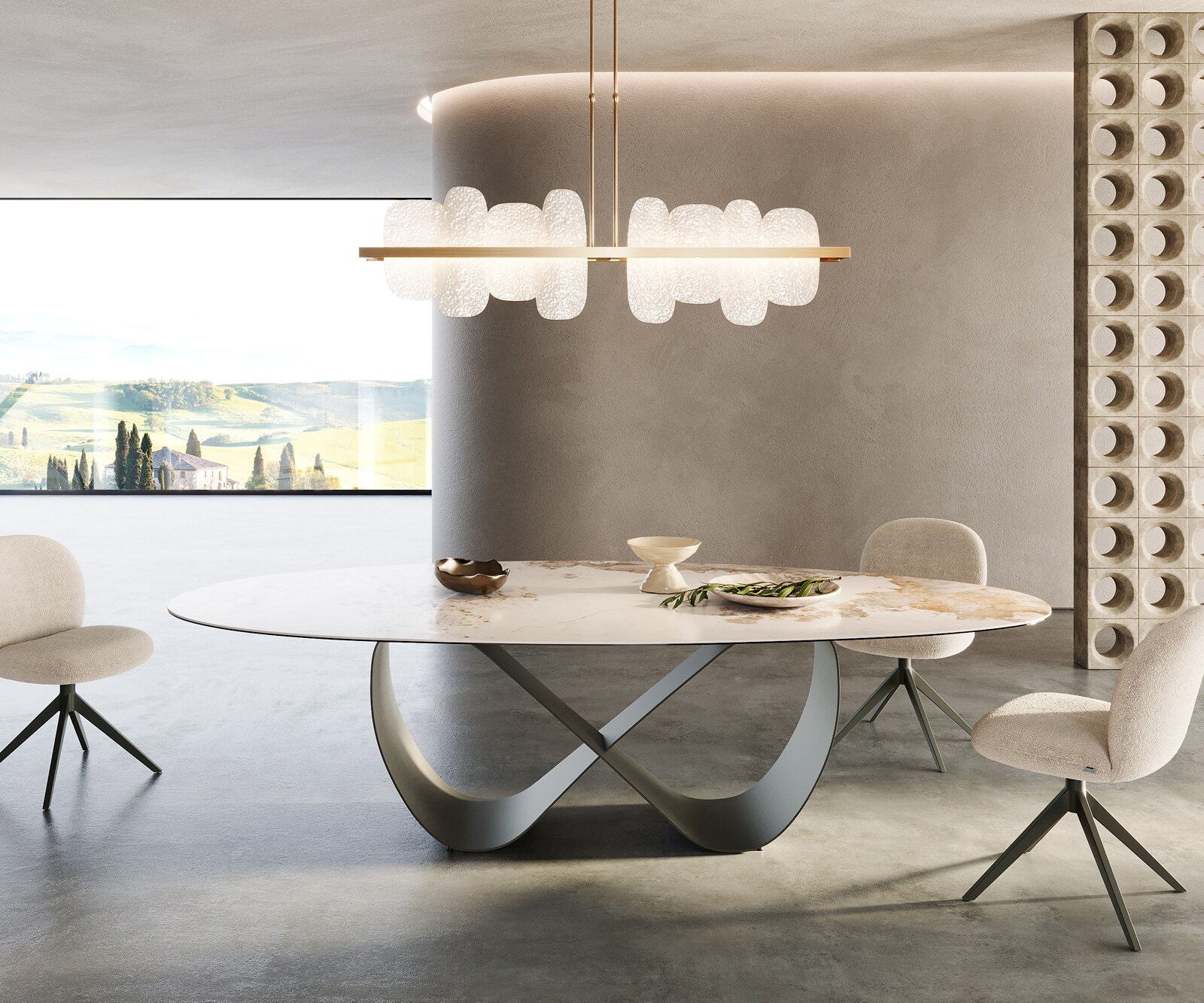 Tafelframe Infinity metaal effect afwerking titanium voor tafelbladen vanaf 240 cm 1