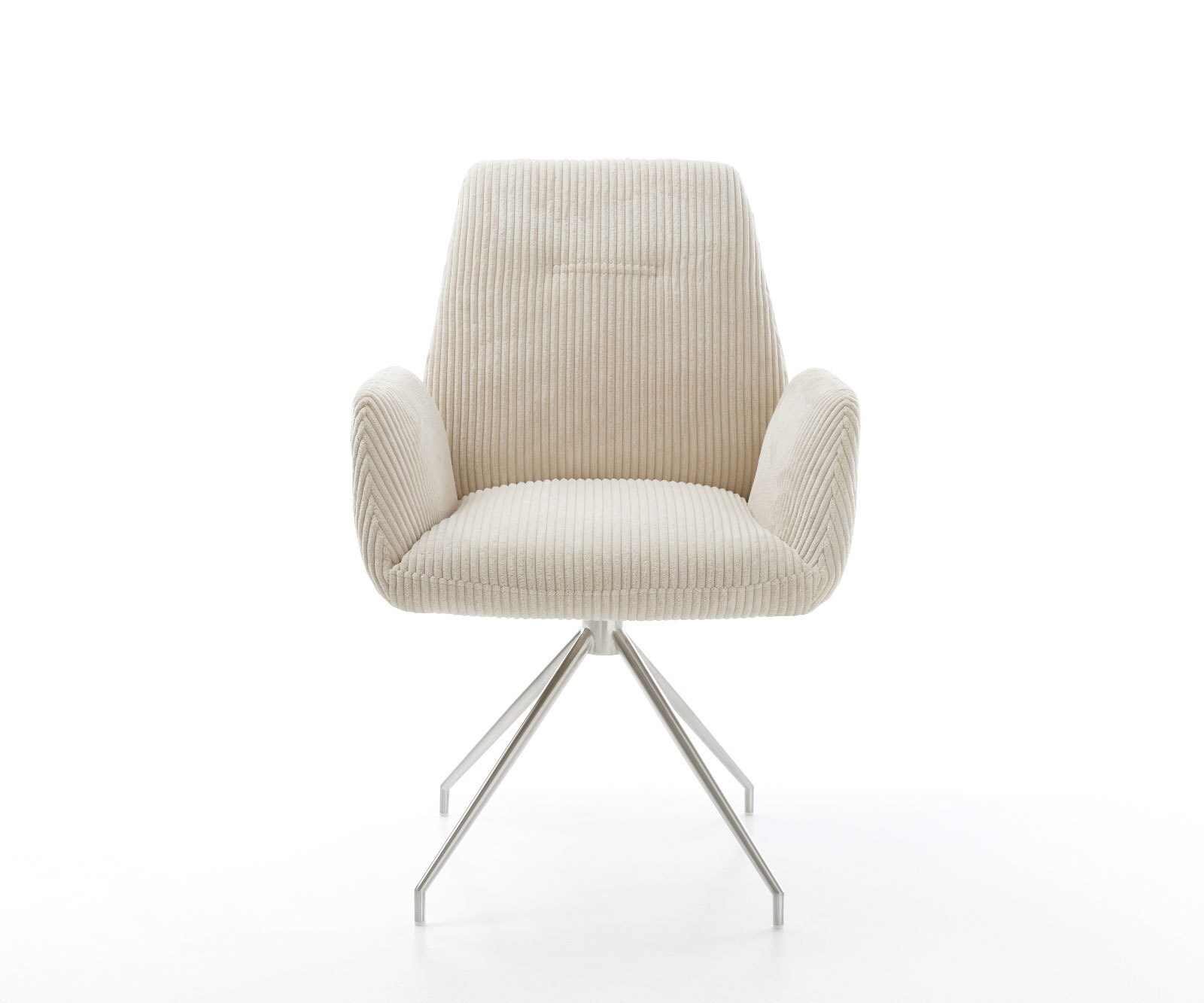 Eetkamerstoel Zoa-Flex koord beige kruisframe conisch roestvrij staal pocketveer kern 1