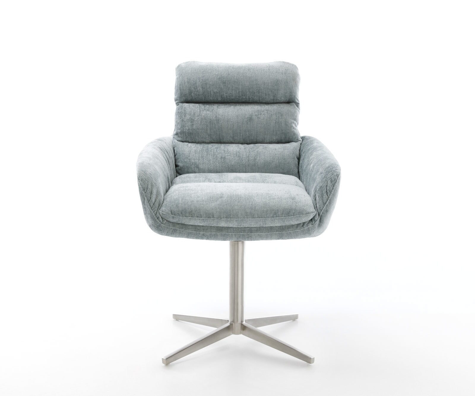 Draaistoel Abelia-Flex met armleuning chenille pastelblauw kruispoot roestvrij staal 360° draaibaar 1 Draaistoel Abelia-Flex met armleuning chenille pastelblauw kruispoot roestvrij staal 360° draaibaar 1