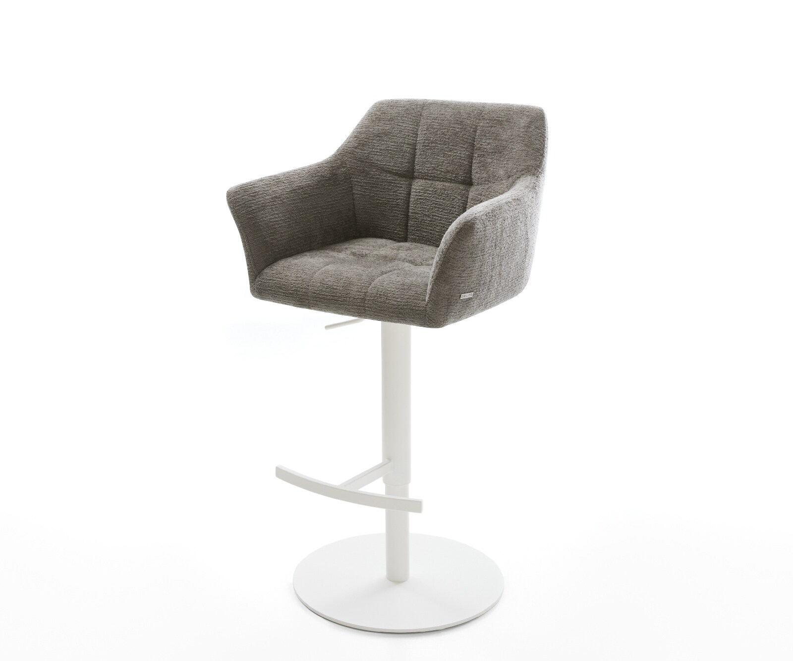 Barstoel Yulo-Flex Bouclé zacht Mud Draaivoet in hoogte verstelbaar wit Wit 1