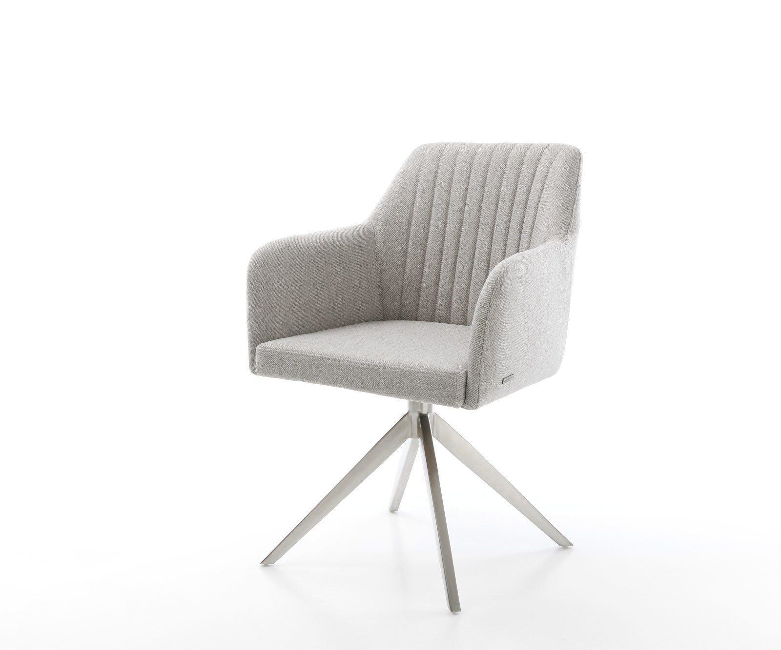 Draaistoel Greg-Flex stripes lichtgrijs kruisframe breed roestvrij staal 360° draaibaar rocker-functie pocketveer kern