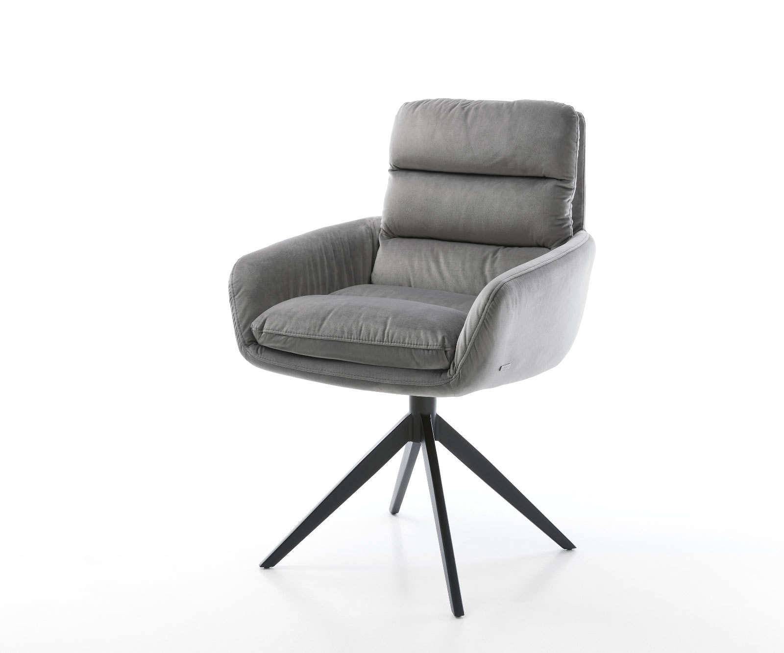 Draaistoel Abelia-Flex met armleuning fluweel grijs kruisframe breed zwart 360° draaibaar rocker-functie Draaistoel Abelia-Flex met armleuning fluweel grijs kruisframe breed zwart 360° draaibaar rocker-functie