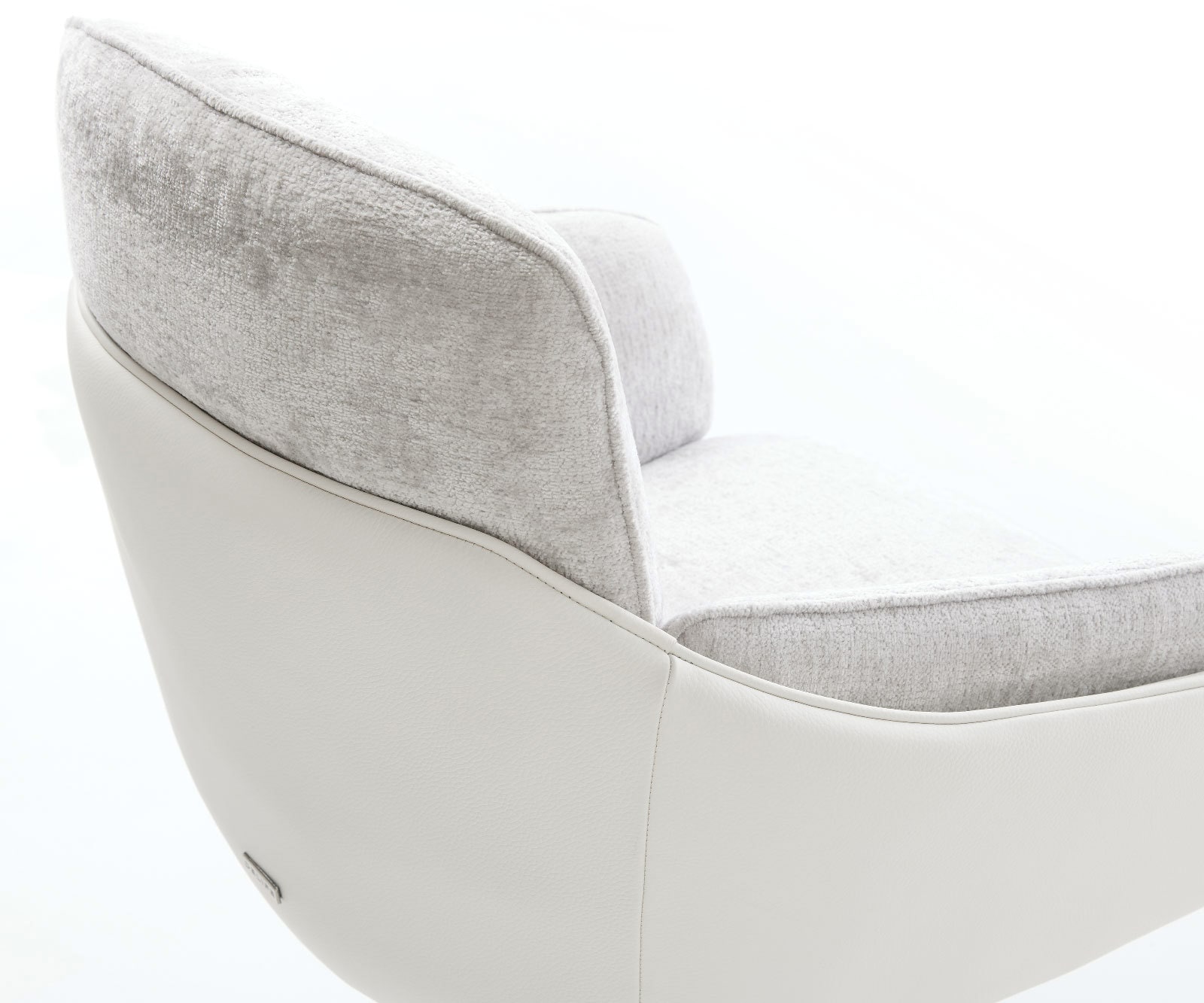 Draaistoel Luan-Flex met armleuning materiaalmix echt leer wit-zilver grijs kruisframe breed wit 360° draaibaar rocker-functie 3 Draaistoel Luan-Flex met armleuning materiaalmix echt leer wit-zilver grijs kruisframe breed wit 360° draaibaar rocker-functie 3