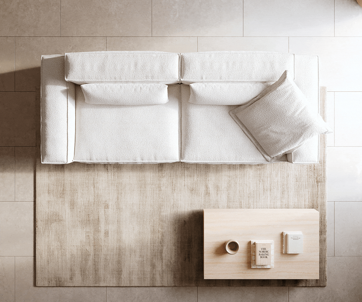 Bigsofa Freestyle 280x110 cm Bouclé Crème-wit kedernaad 5