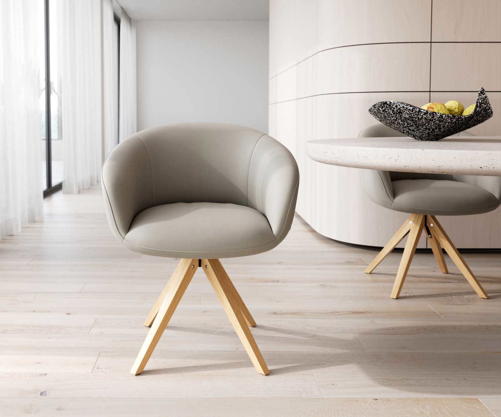 Draaistoel Vinka-Flex met armleuning echt leer mud houten frame hoekig natuur 180° draaibaar pocketveer kern 1 Draaistoel Vinka-Flex met armleuning echt leer mud houten frame hoekig natuur 180° draaibaar pocketveer kern 1