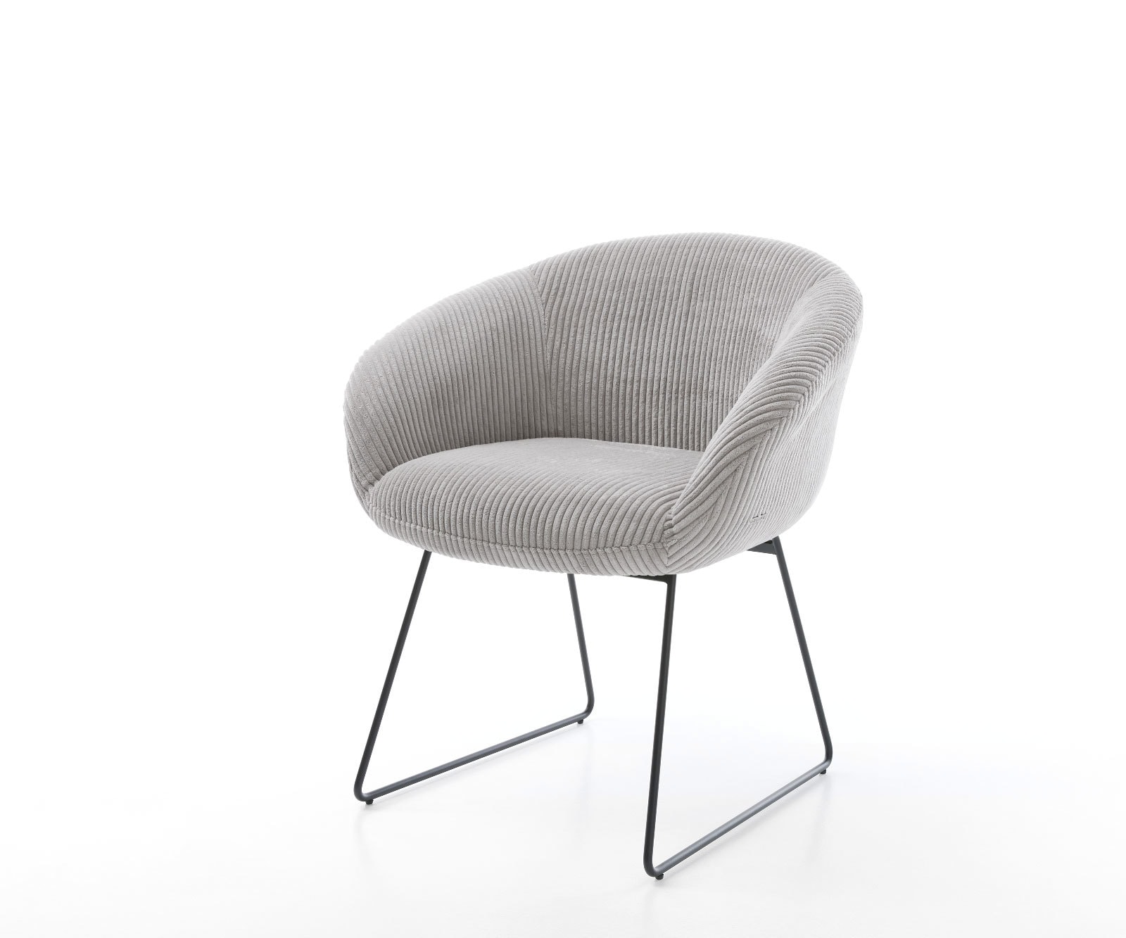 Eetkamerstoel Vinka-Flex met armleuning koord zilver grijs slipframe zwart pocketveer kern 1