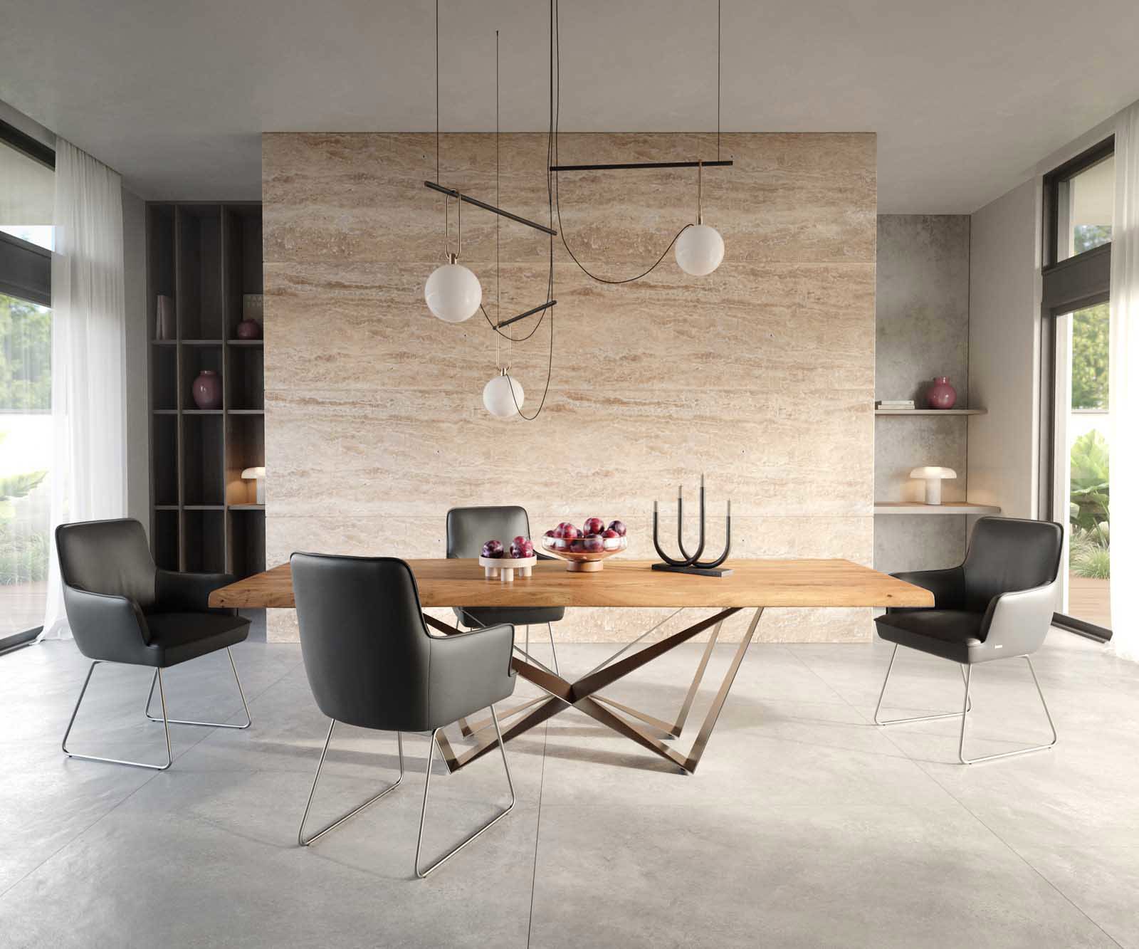 Eetkamerstoel Heira-Flex met armleuning echt leer zwart slipframe roestvrij staal pocketveer kern 4 Eetkamerstoel Heira-Flex met armleuning echt leer zwart slipframe roestvrij staal pocketveer kern 4