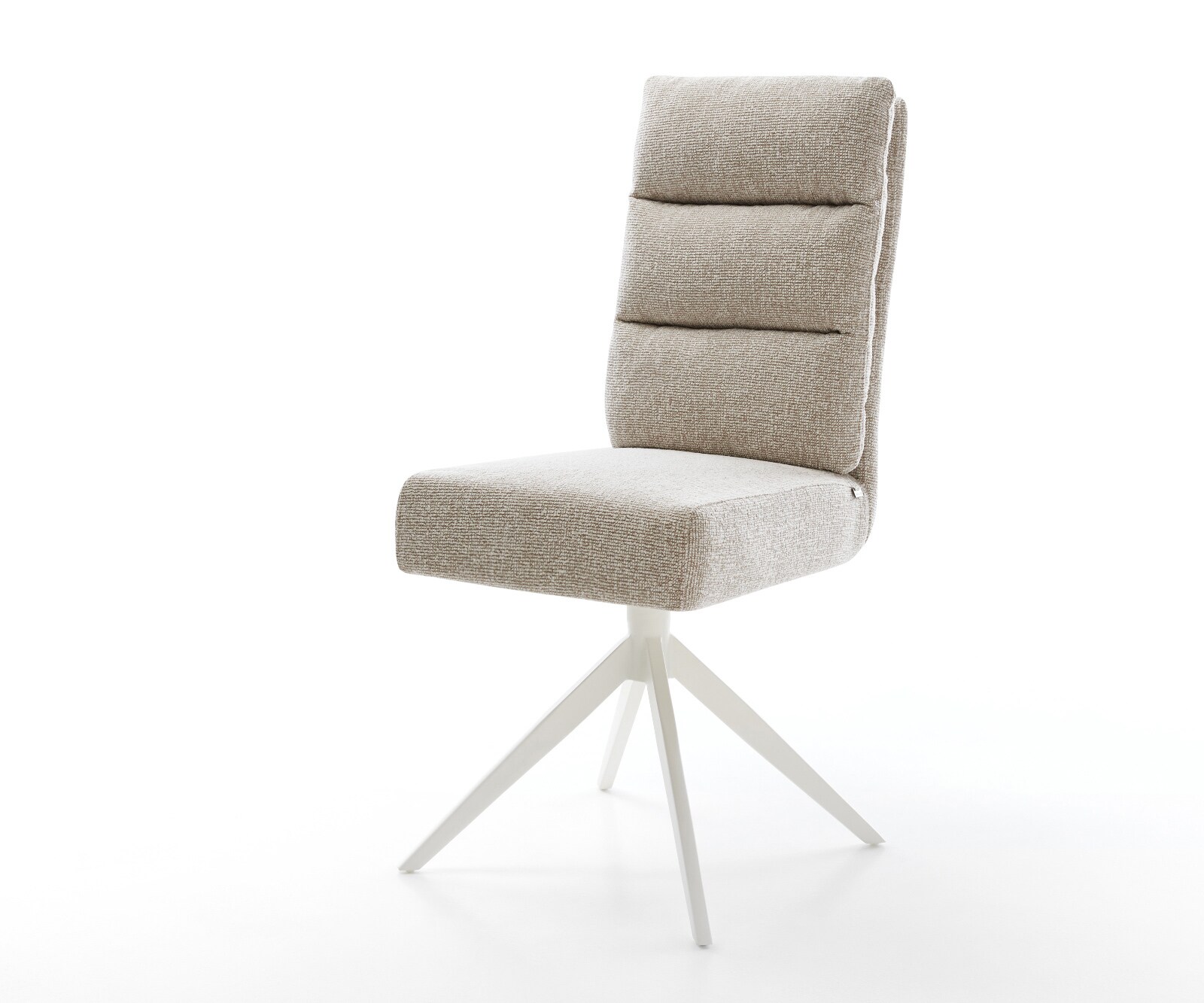 Draaistoel Pela-Flex geweven stof beige kruisframe breed wit 360° draaibaar rocker-functie pocketveer kern 1