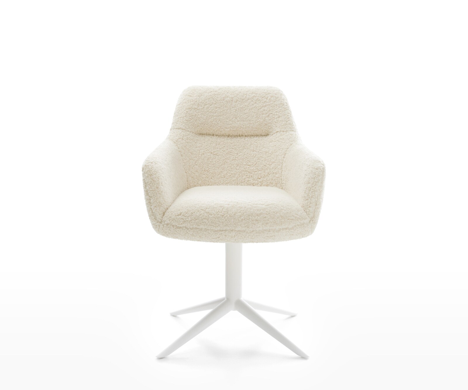 Draaistoel Pejo-Flex teddy beige kruispoot wit 360° draaibaar rocker-functie pocketveer kern 2