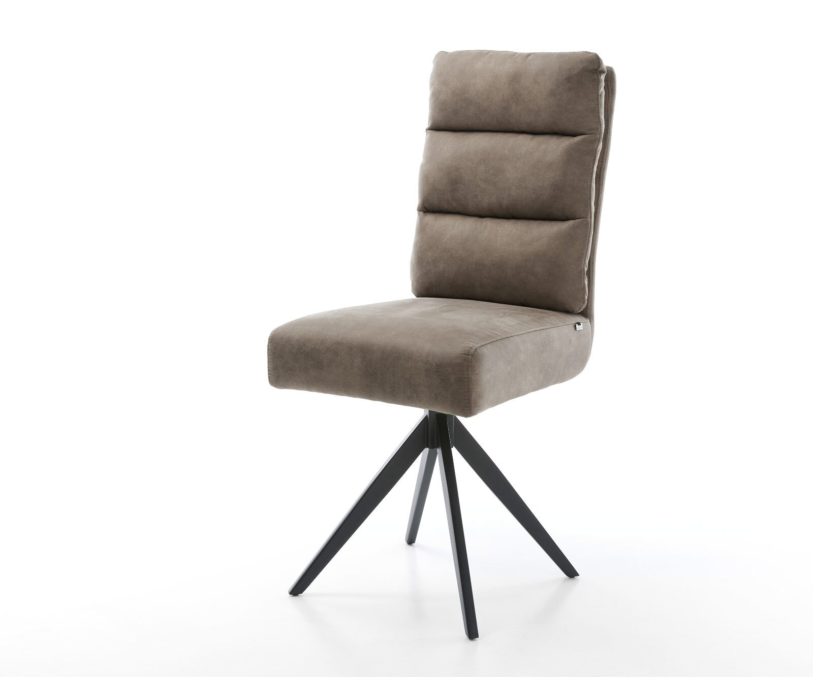 Eetkamerstoel Pela-Flex microvelours taupe vintage kruisframe hoekig zwart pocketveer kern