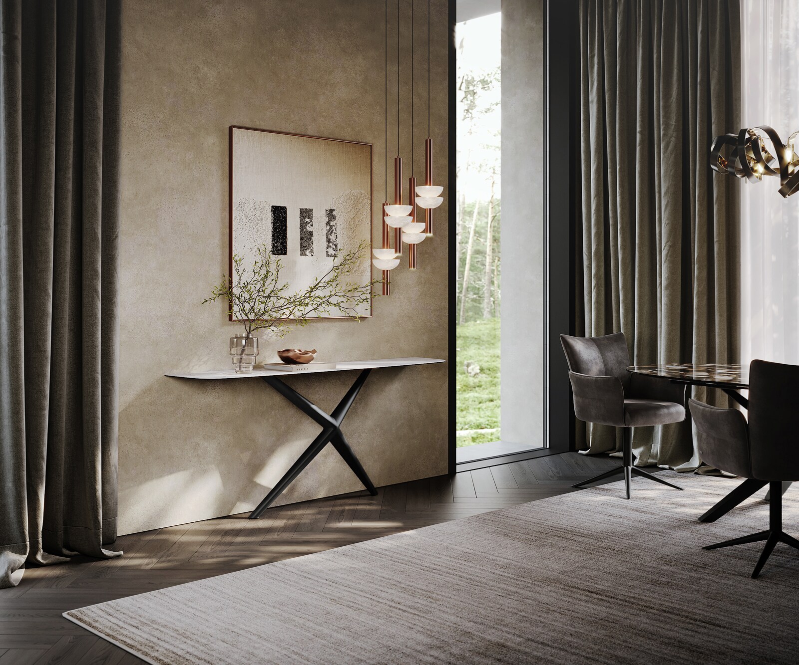 Consoletafel Edge Bootvorm 180x40 cm Keramiek Laminam® Statuarietto Weiß Estelo Metaal Zwart 6