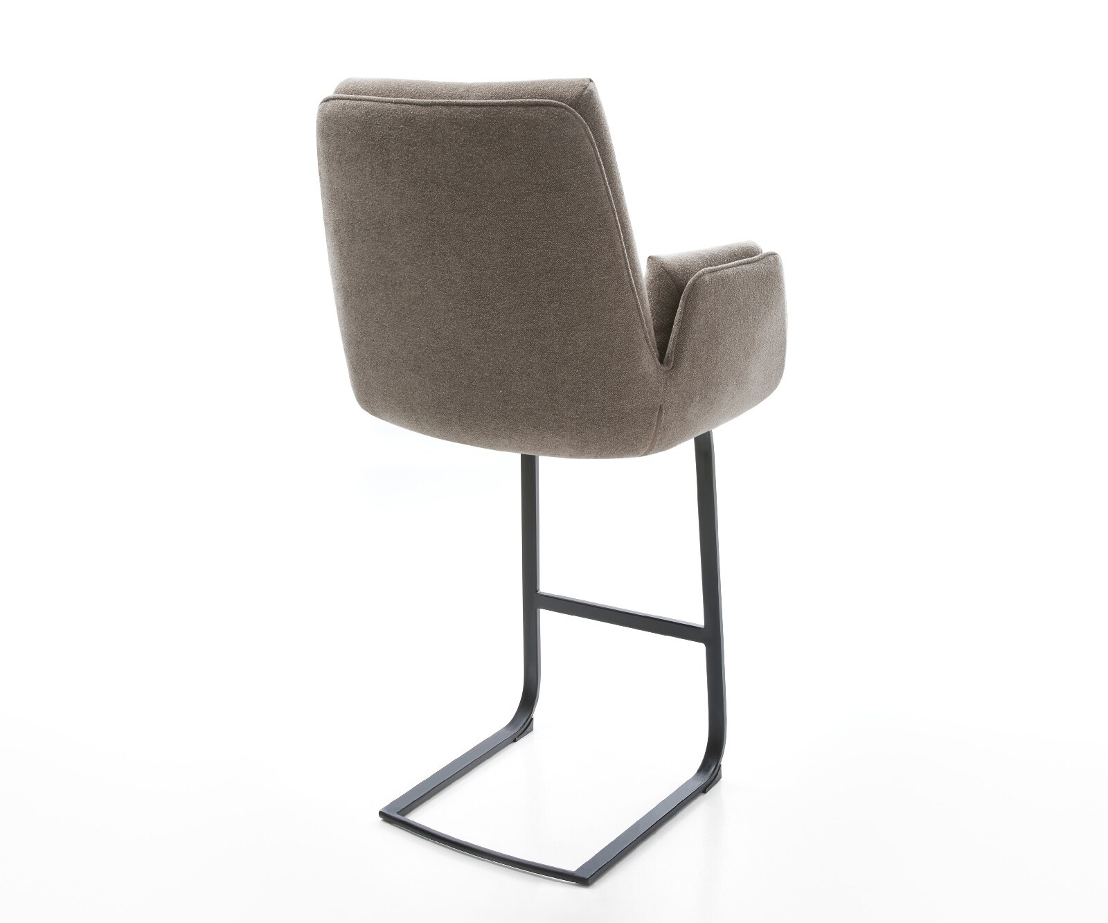 Barstoel Clea-Flex Zachte stof met structuur Taupe Vrijkantelframe plat metaal Zwart 5