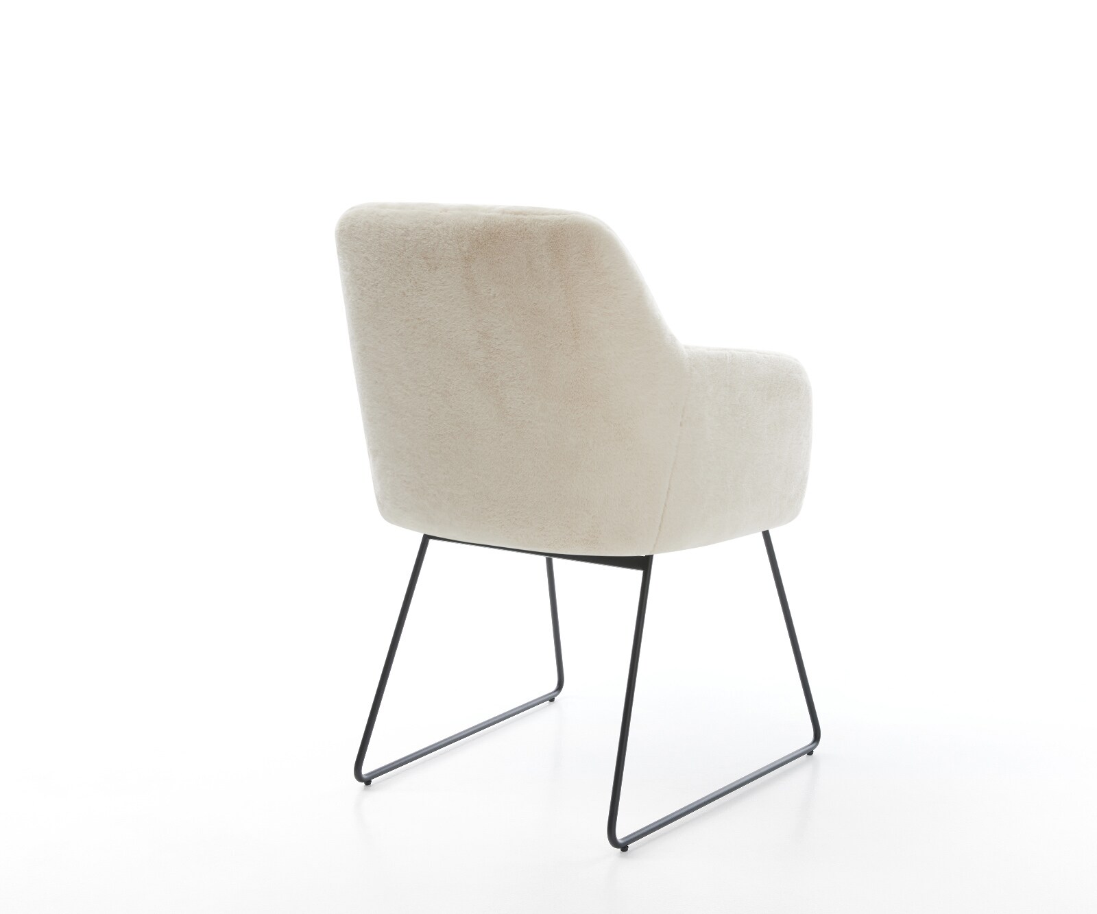 Eetkamerstoel Greg-Flex pluchen crème-wit slipframe zwart pocketveer kern 5