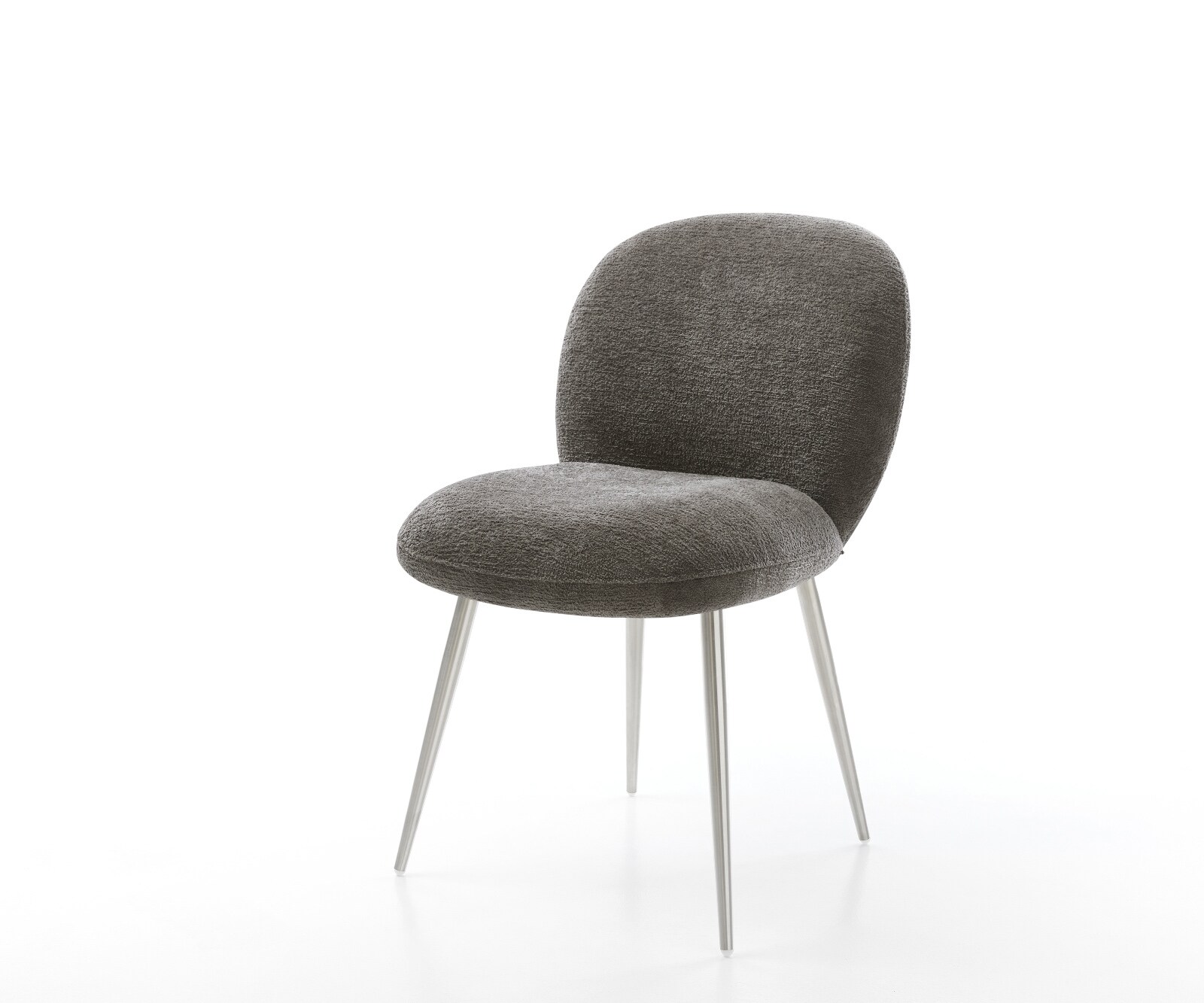 Eetkamerstoel Nube-Flex bouclé zacht mud 4-poot conisch roestvrij staal pocketveer kern 1