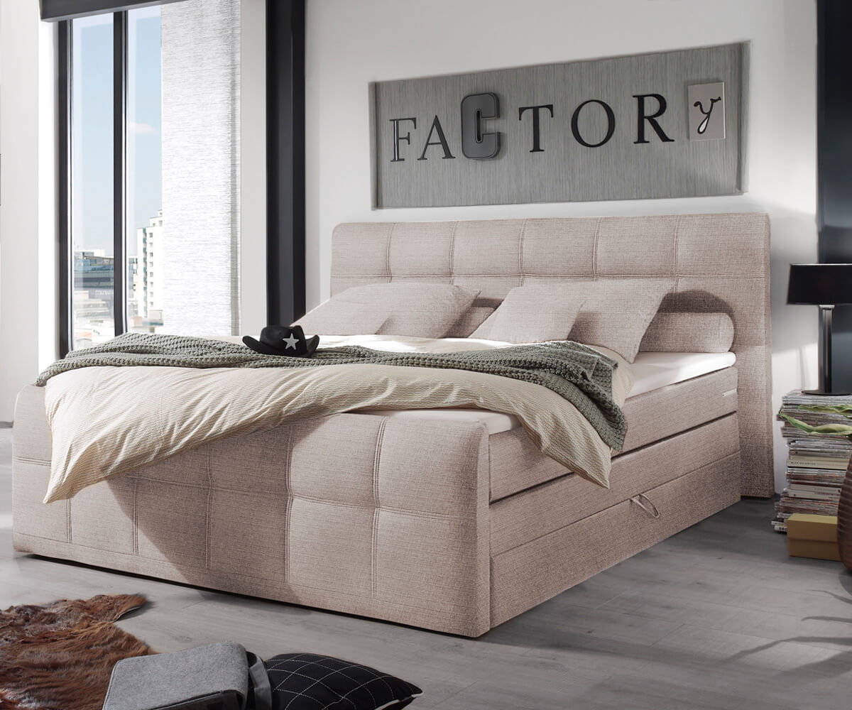 Boxspring-bed Amarillo 180x200 cm beige met Topper 1