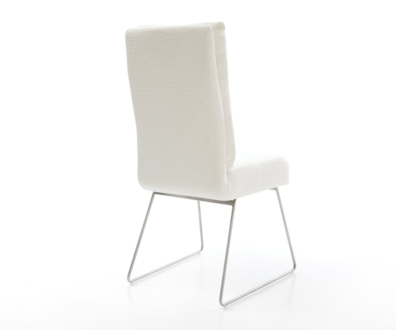 Eetkamerstoel Pela-Flex bouclé zacht beige slipframe roestvrij staal pocketveer kern 5