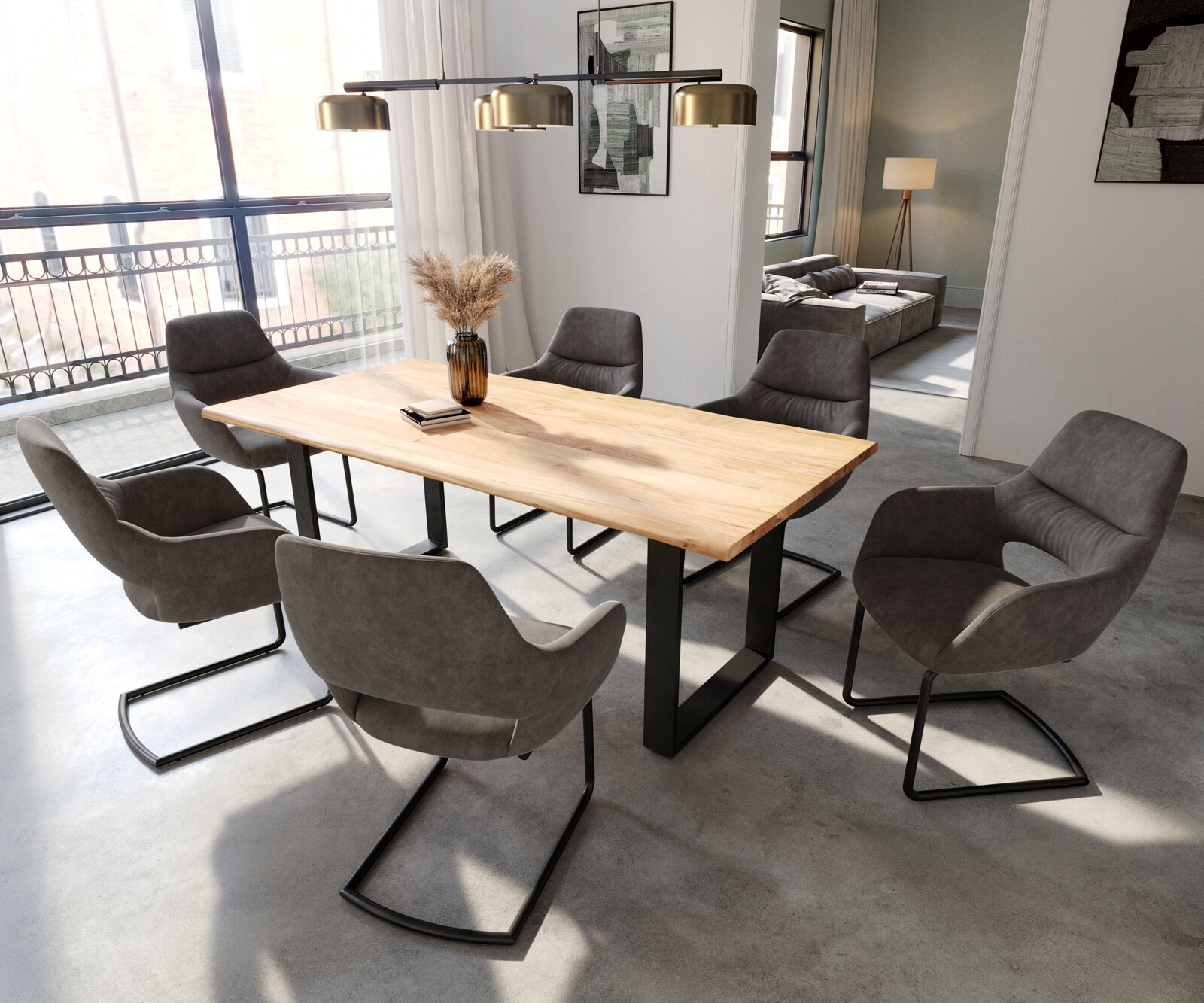 Sledemodel Yago-Flex met armleuning microvelours antraciet vintage sledemodel rond zwart pocketveer kern 4