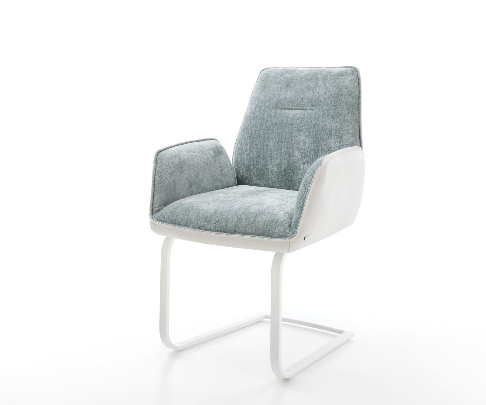Sledemodel Zoa-Flex materiaalmix echt leer wit-pastelblauw sledemodel vlak wit pocketveer kern
