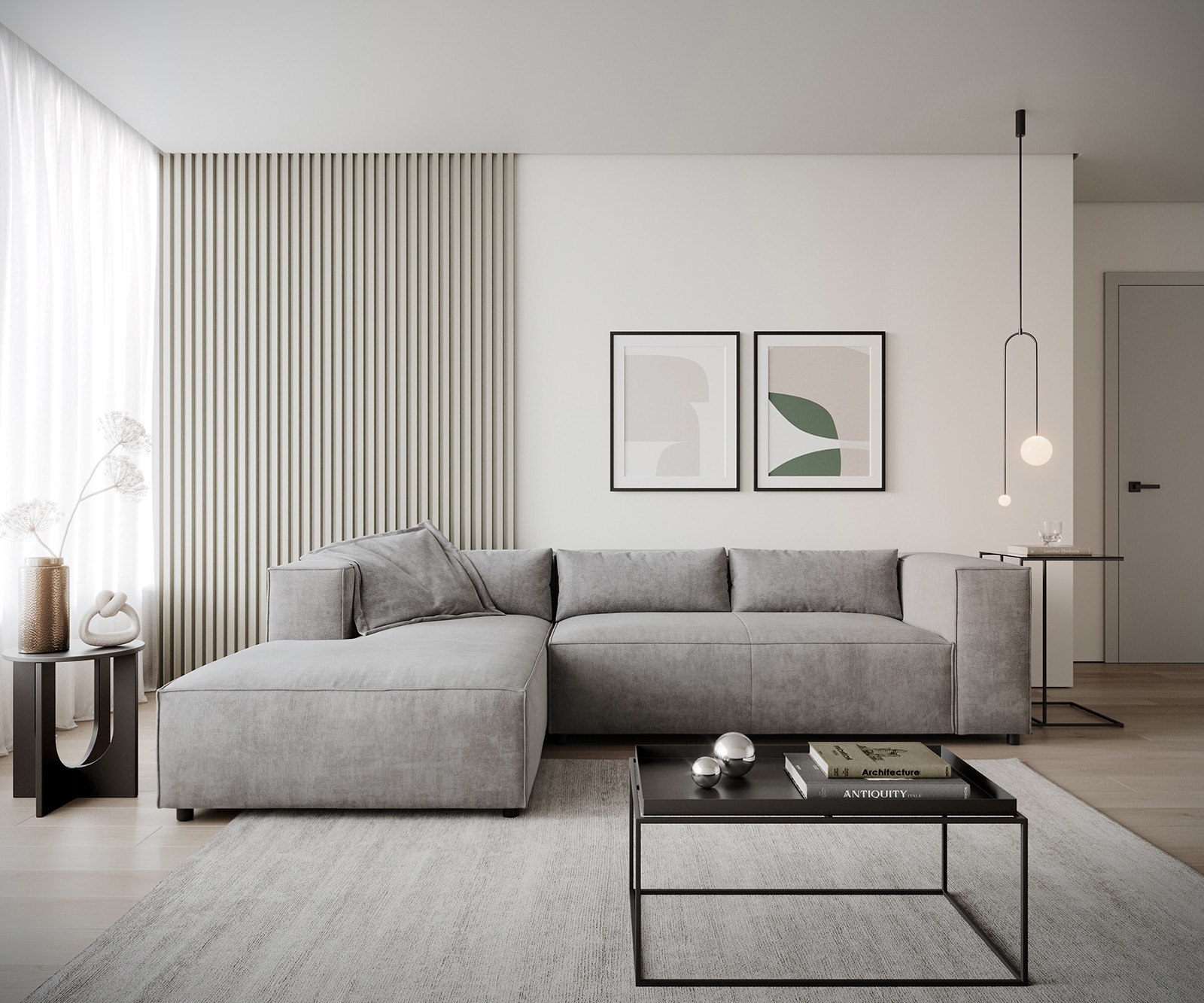 Hoekbank Brom 260x175 cm microvezel grijs recamiere links 3 Hoekbank Brom 260x175 cm microvezel grijs recamiere links 3