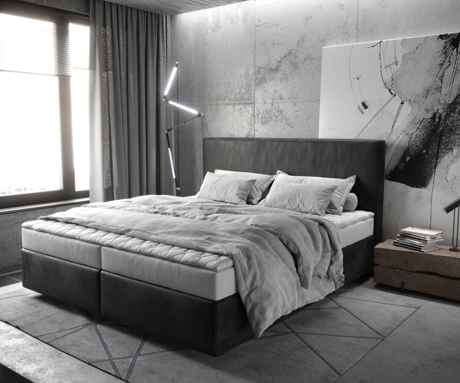 Boxspring-bed Dream-Well 160x200 cm Antraciet Vintage Microvezel stof Boxspring-bed Dream-Well 160x200 cm Antraciet Vintage Microvezel stof