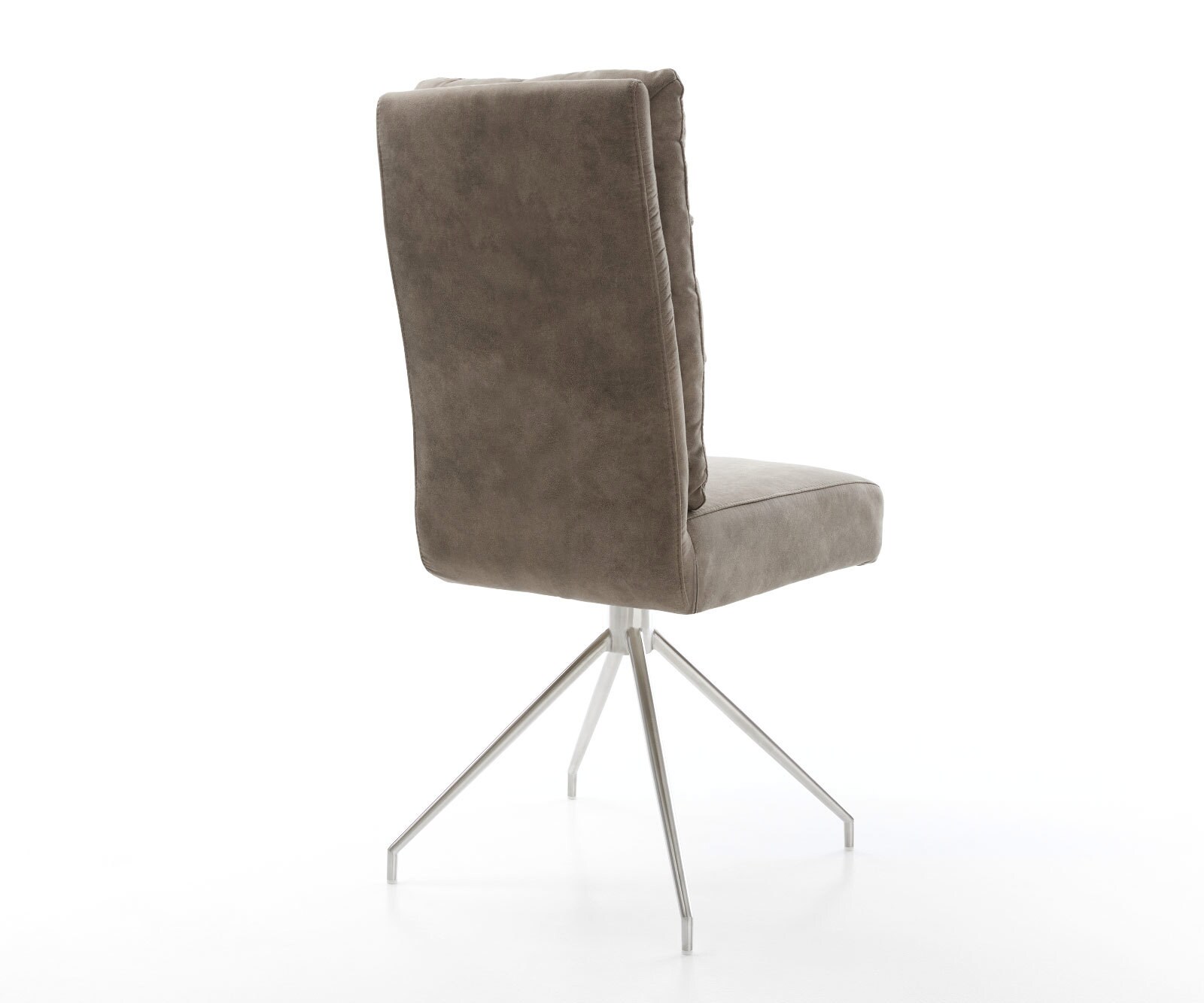 Eetkamerstoel Pela-Flex microvelours taupe vintage kruisframe conisch roestvrij staal pocketveer kern 4 Eetkamerstoel Pela-Flex microvelours taupe vintage kruisframe conisch roestvrij staal pocketveer kern 4