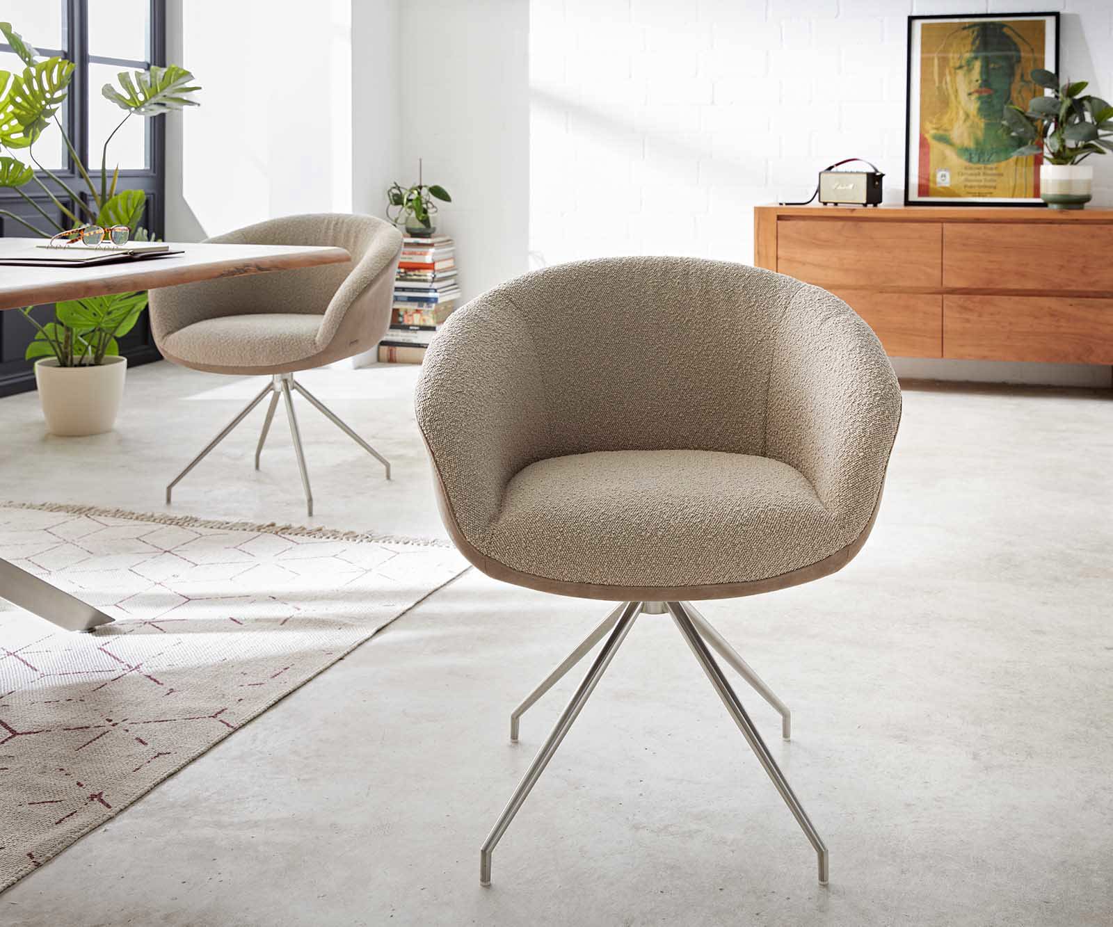 Draaistoel Vinka-Flex met armleuning materiaalmix mud kruisframe conisch roestvrij staal 180° draaibaar pocketveer kern 1 Draaistoel Vinka-Flex met armleuning materiaalmix mud kruisframe conisch roestvrij staal 180° draaibaar pocketveer kern 1