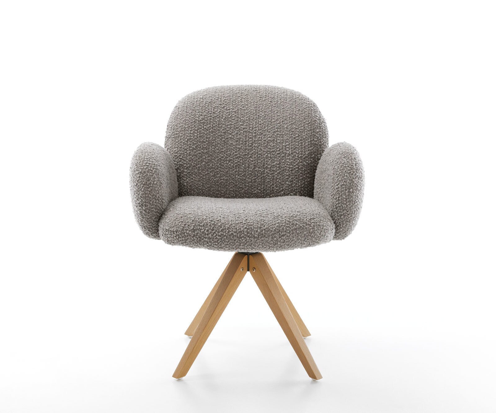 Draaistoel Nube-Flex met armleuning bouclé zilver grijs houten frame hoekig natuur 180° draaibaar pocketveer kern 1 Draaistoel Nube-Flex met armleuning bouclé zilver grijs houten frame hoekig natuur 180° draaibaar pocketveer kern 1