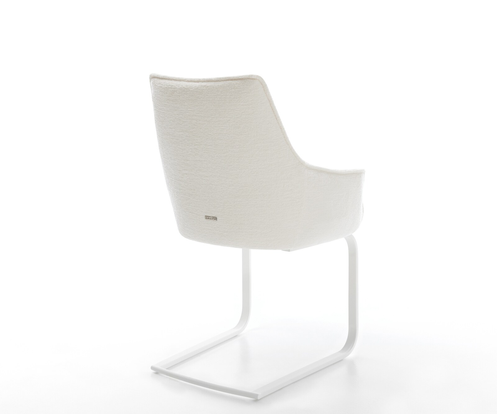 Sledemodel Alja-Flex met armleuning bouclé zacht beige sledemodel vlak wit pocketveer kern 5