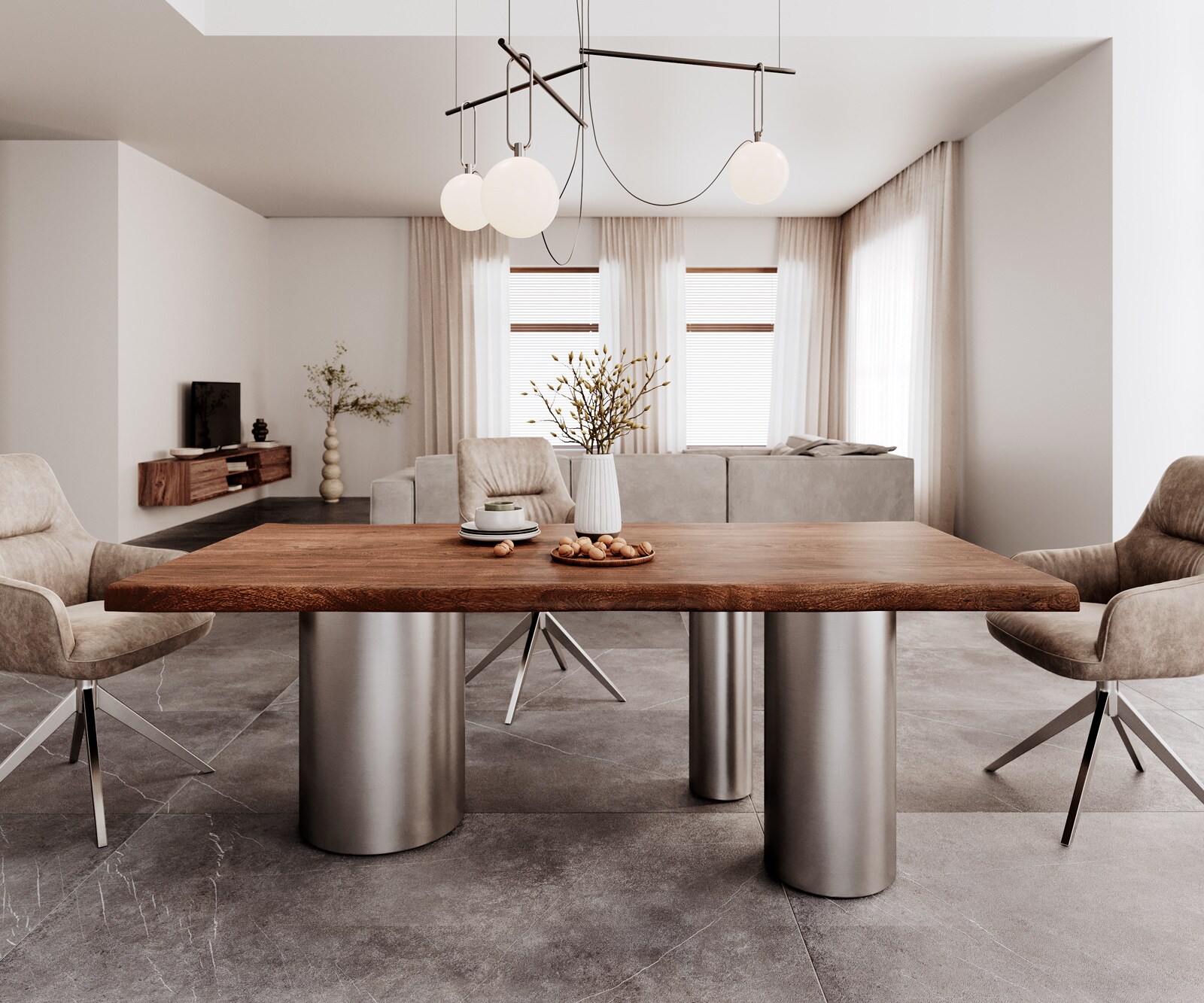 Tafelpoten Troa geborsteld roestvrij staal voor tafelbladen vanaf 200 cm 3 Tafelpoten Troa geborsteld roestvrij staal voor tafelbladen vanaf 200 cm 3