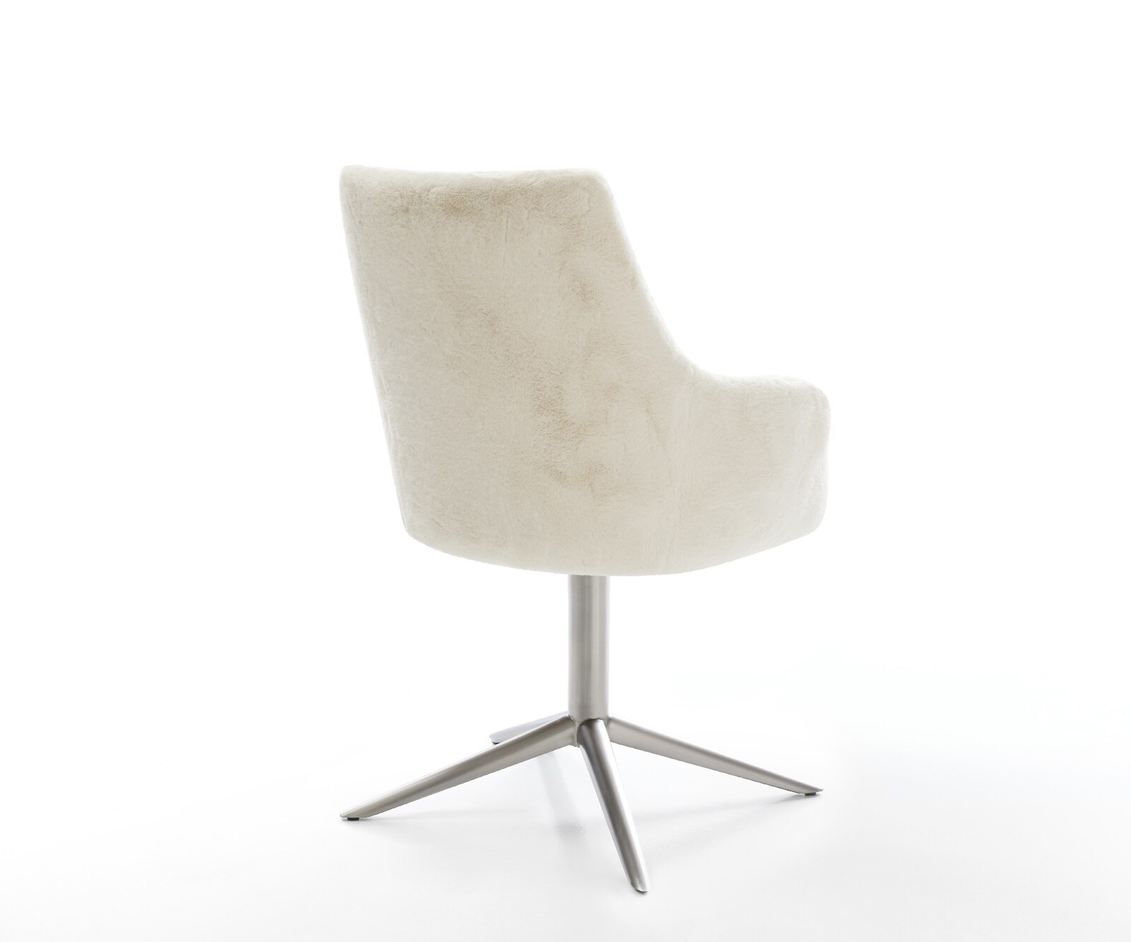 Draaistoel Alja-Flex met armleuning pluchen crème-wit kruispoot roestvrij staal 360° draaibaar rocker-functie pocketveer kern 5