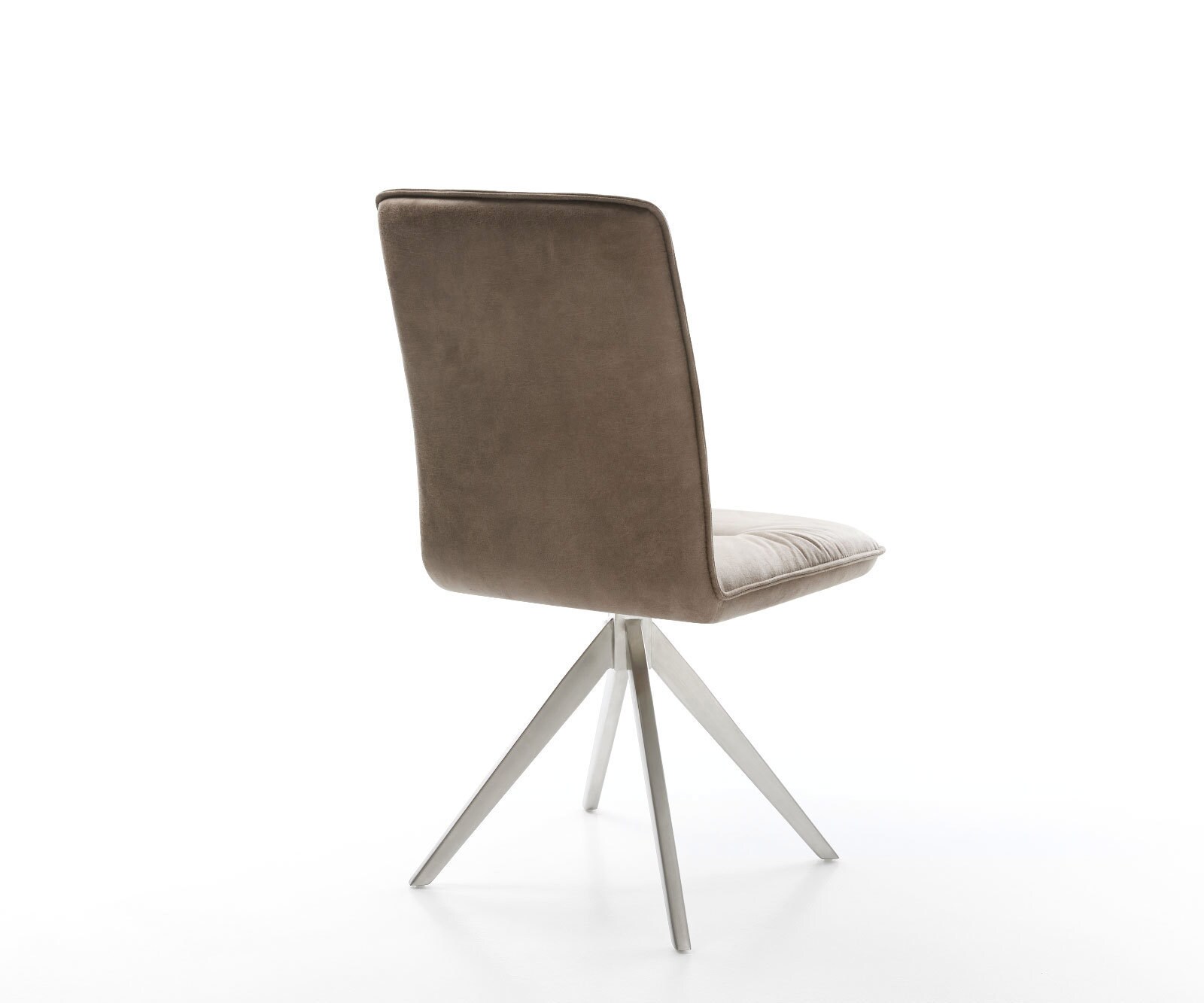 Eetkamerstoel Vinjo-Flex microvelours taupe vintage kruisframe hoekig roestvrij staal 4 Eetkamerstoel Vinjo-Flex microvelours taupe vintage kruisframe hoekig roestvrij staal 4