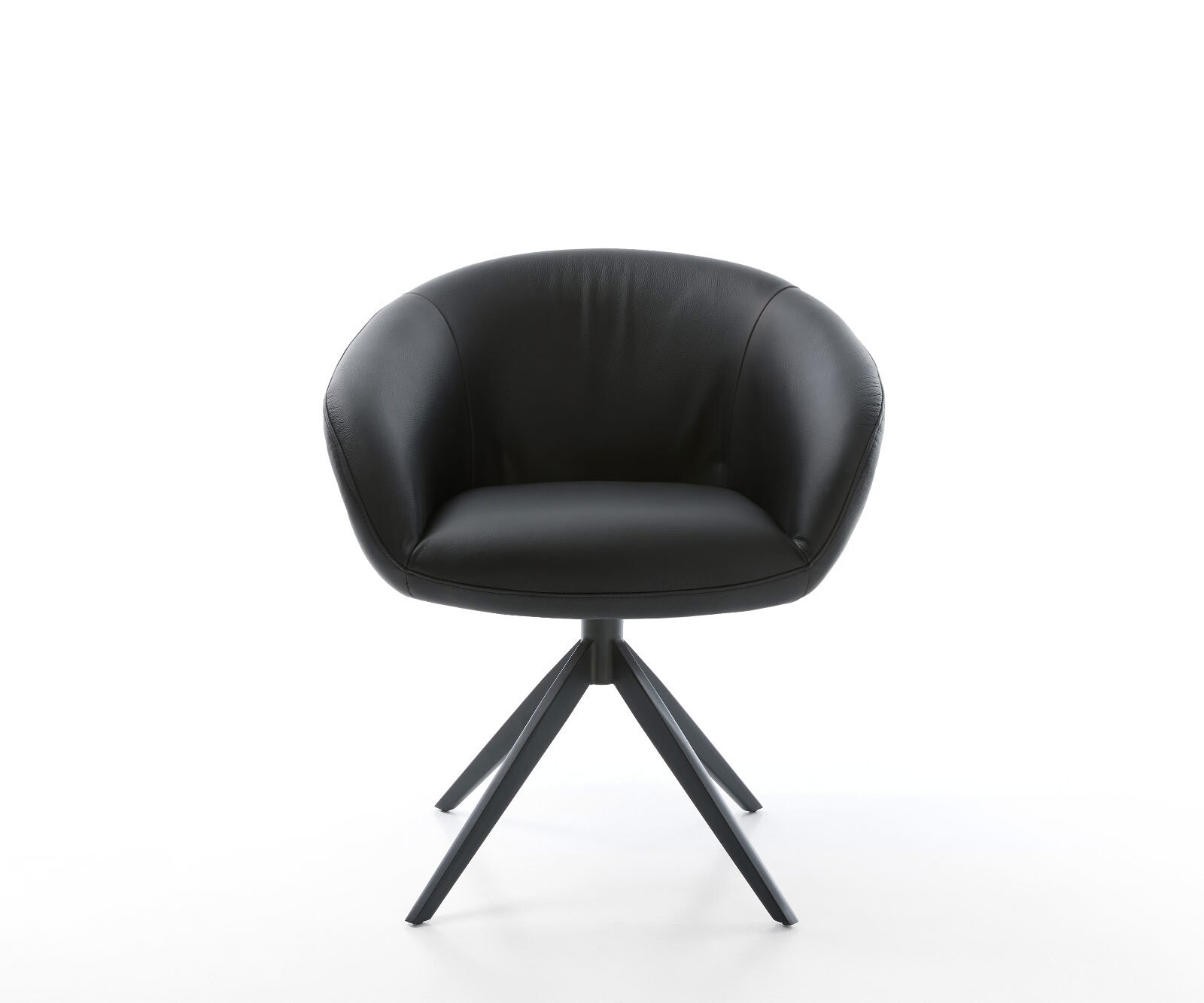 Draaistoel Vinka-Flex met armleuning echt leer zwart kruisframe breed zwart 360° draaibaar rocker-functie pocketveer kern 1