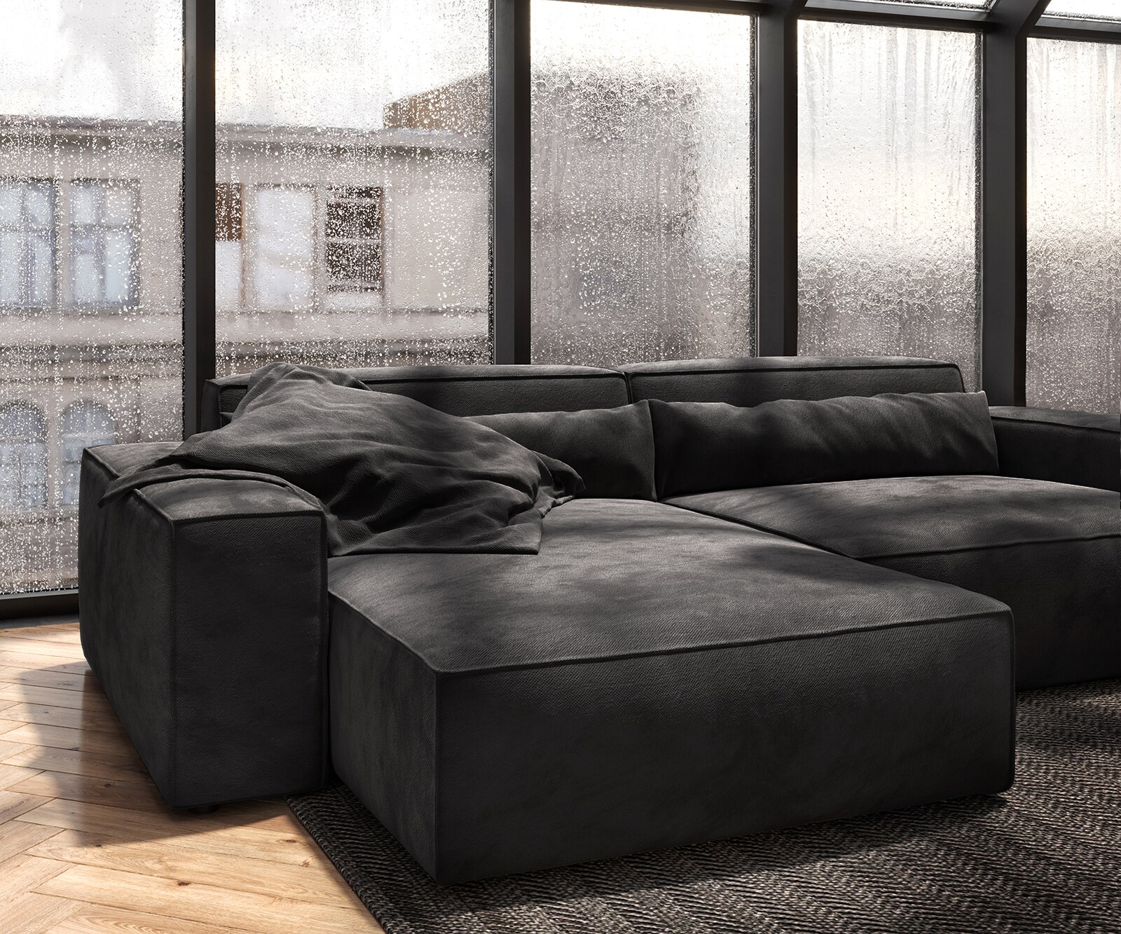 Hoekbank Sirpio XL 270x170 cm microvezel zwart recamiere variabele 6