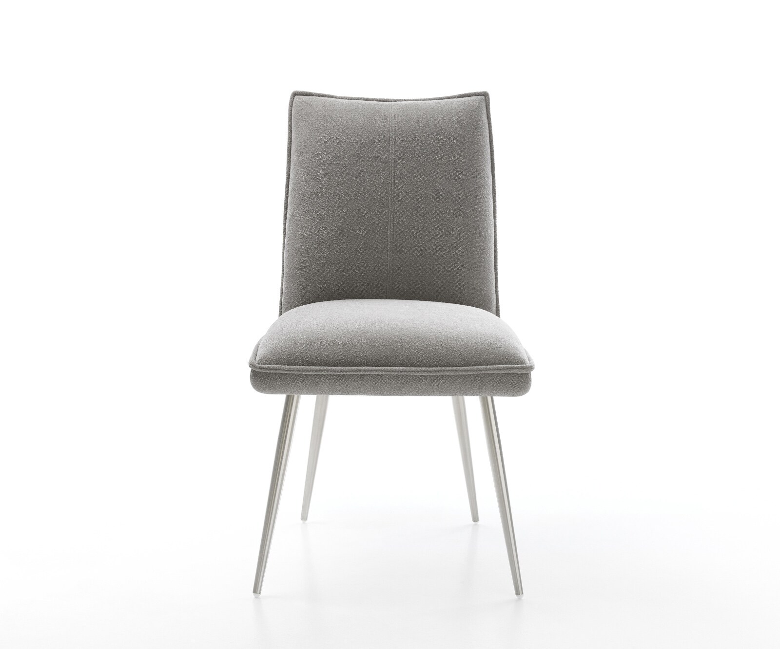 Eetkamerstoel Lelio-Flex zachte stof met structuur grijs 4-poot conisch roestvrij staal pocketveer kern 2