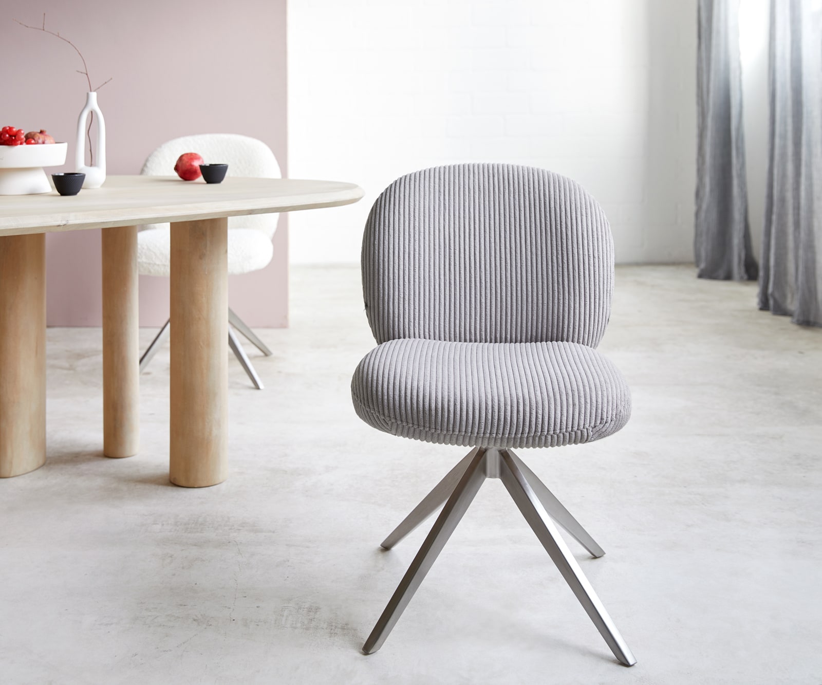 Draaistoel Nube-Flex koord zilver grijs kruisframe breed roestvrij staal 360° draaibaar pocketveer kern 1 Draaistoel Nube-Flex koord zilver grijs kruisframe breed roestvrij staal 360° draaibaar pocketveer kern 1