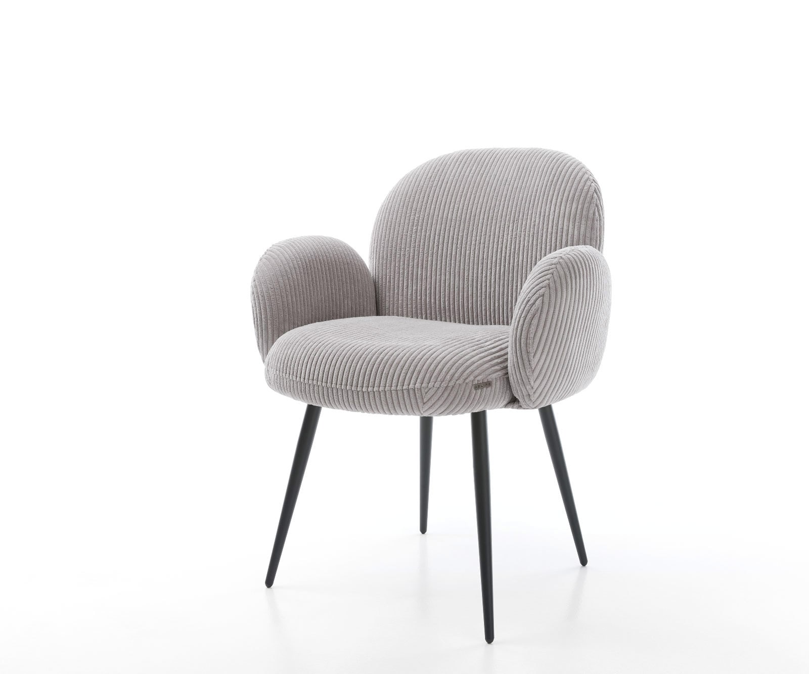 Eetkamerstoel Nube-Flex met armleuning koord zilver grijs 4-poot conisch zwart pocketveer kern Eetkamerstoel Nube-Flex met armleuning koord zilver grijs 4-poot conisch zwart pocketveer kern