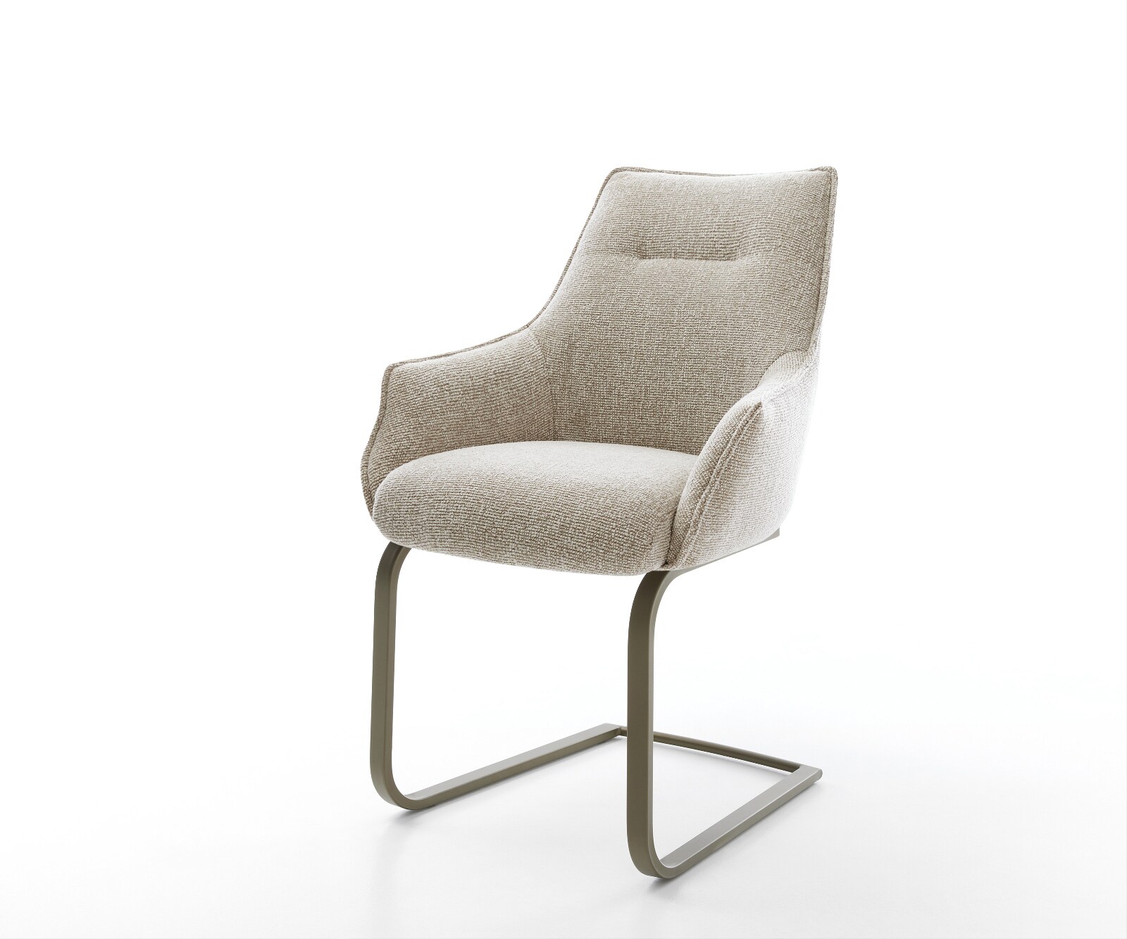 Sledemodel Alja-Flex met armleuning geweven stof beige sledemodel vlak afwerking met titanium pocketveer kern 1