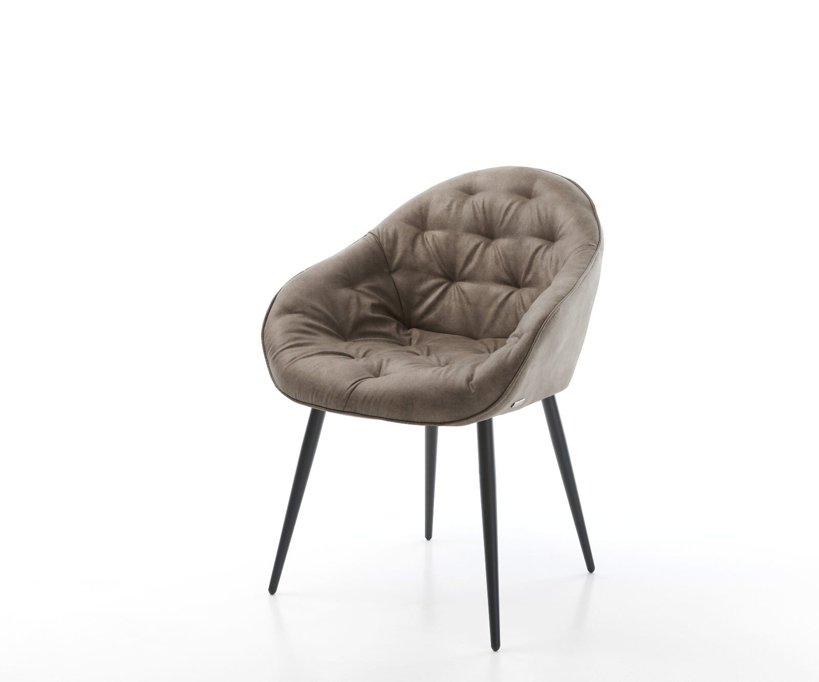Eetkamerstoel Gaio-Flex microvelours taupe vintage 4-poot conisch zwart