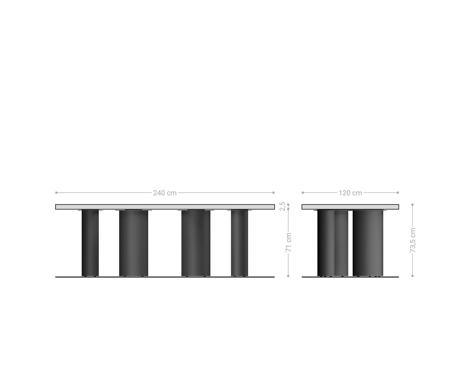 Eettafel Edge Boot 240x120x2,5-3 eiken natuur Pilier metaal zwart Zwitserse rand 5