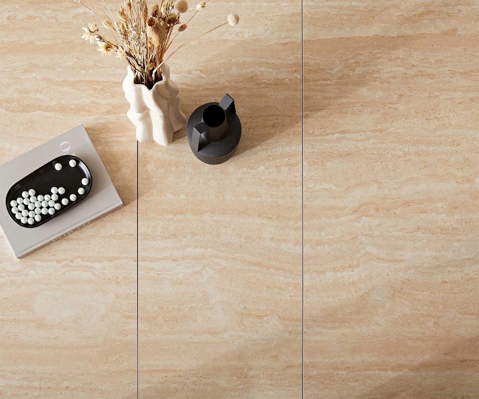 Eetkamertafel Edge 180-220x100 keramiek Travertin natuur spider vlak staal zwart uitschuifbaar 3